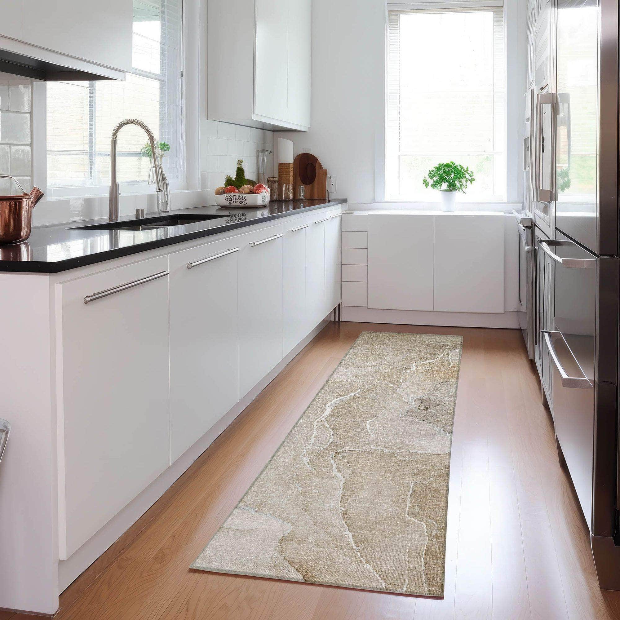 Machine Made ACN511 Beige Brown Rugs 