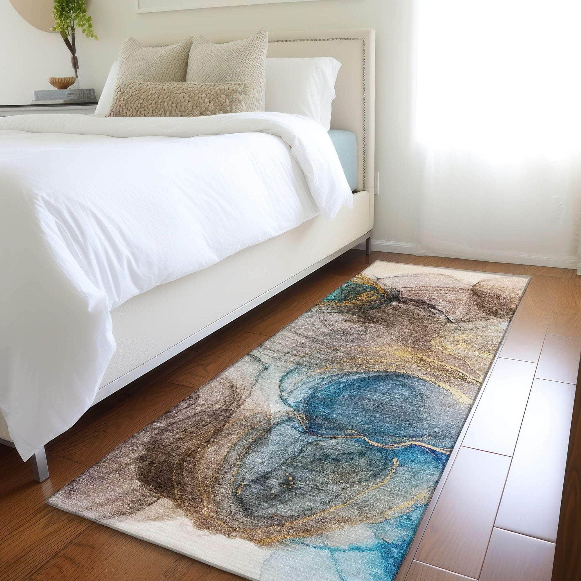 Machine Made ACN513 Beige Brown Rugs 