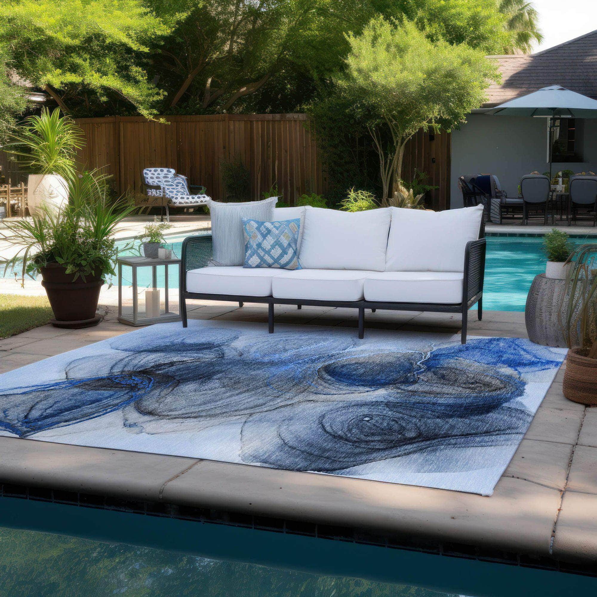 Machine Made ACN513 Navy Blue Rugs 