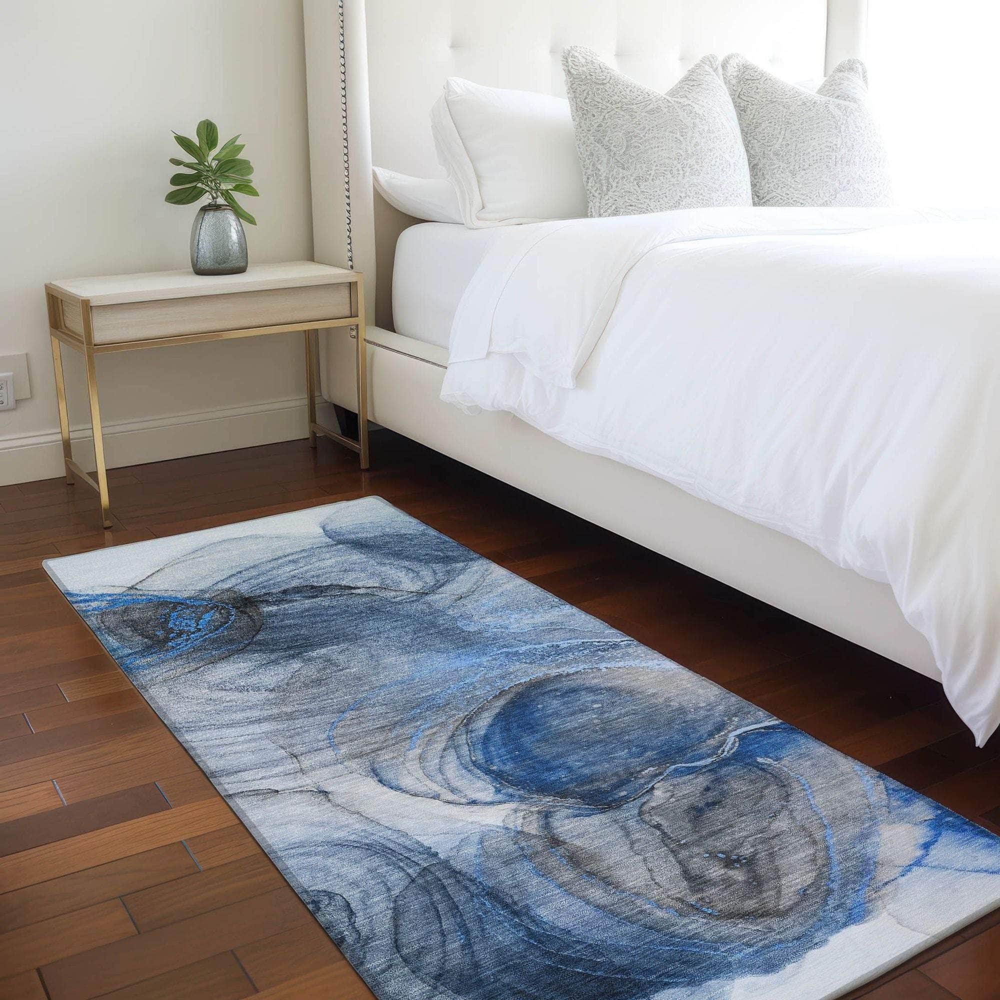 Machine Made ACN513 Navy Blue Rugs 