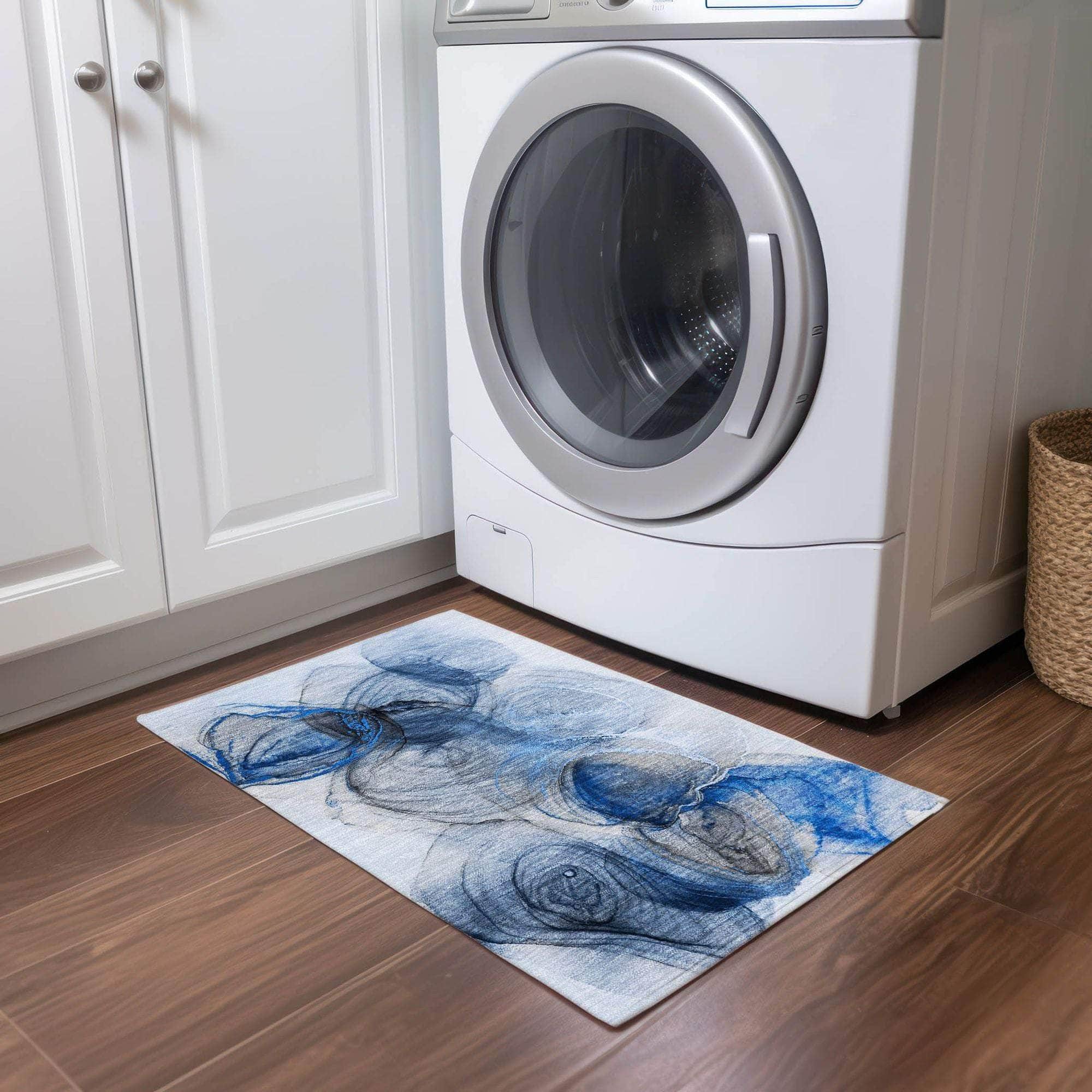 Machine Made ACN513 Navy Blue Rugs 