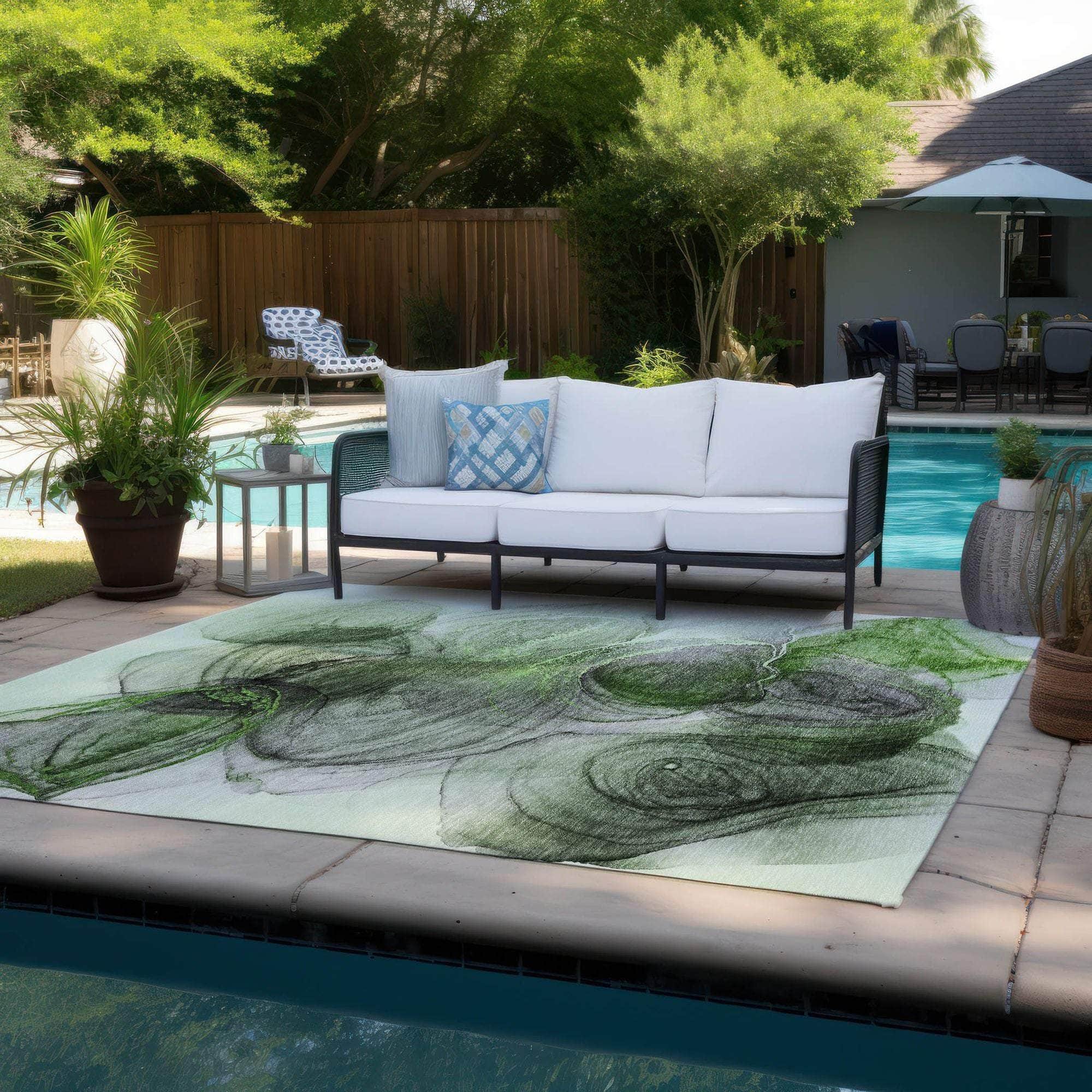 Machine Made ACN513 Olive Green Rugs 