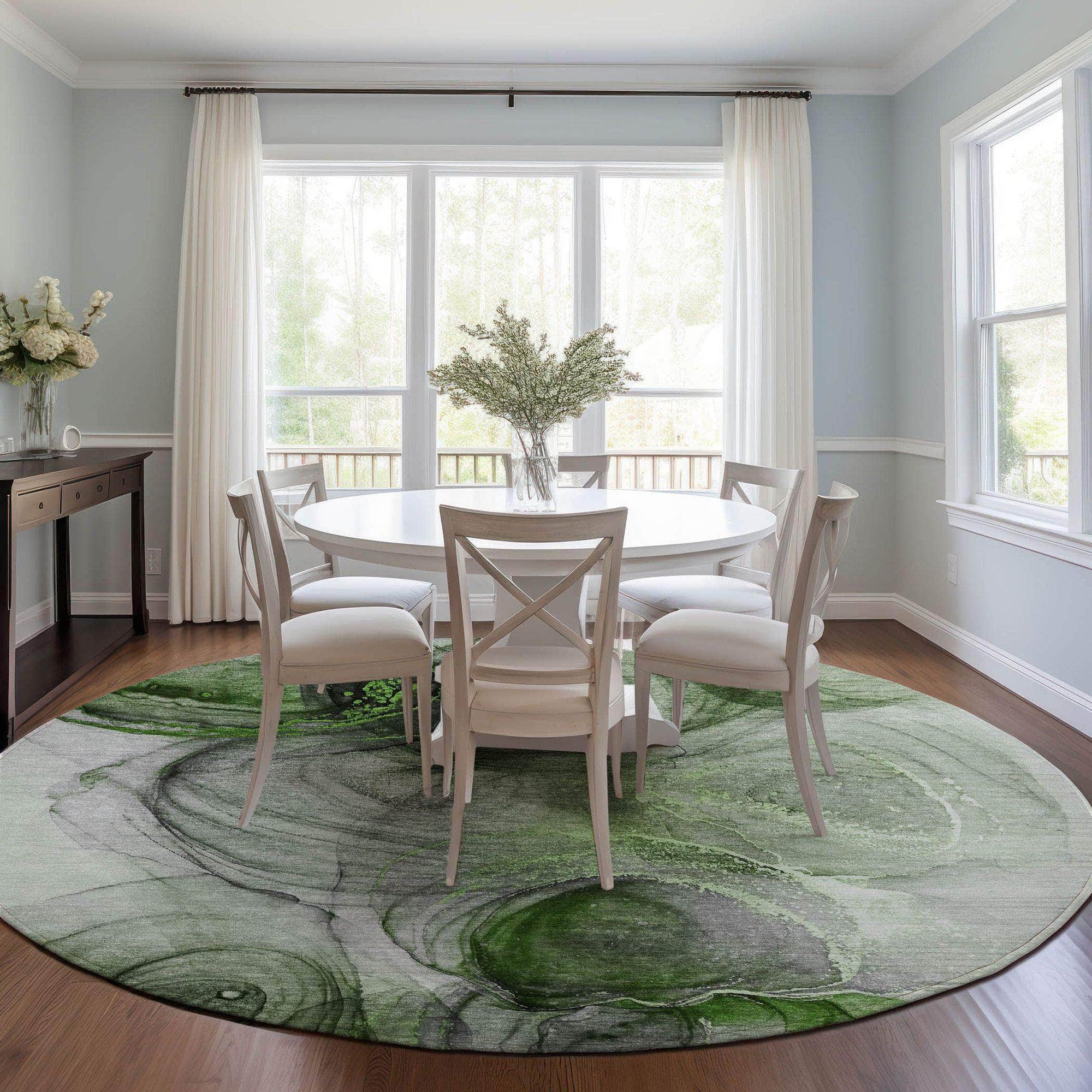 Machine Made ACN513 Olive Green Rugs 