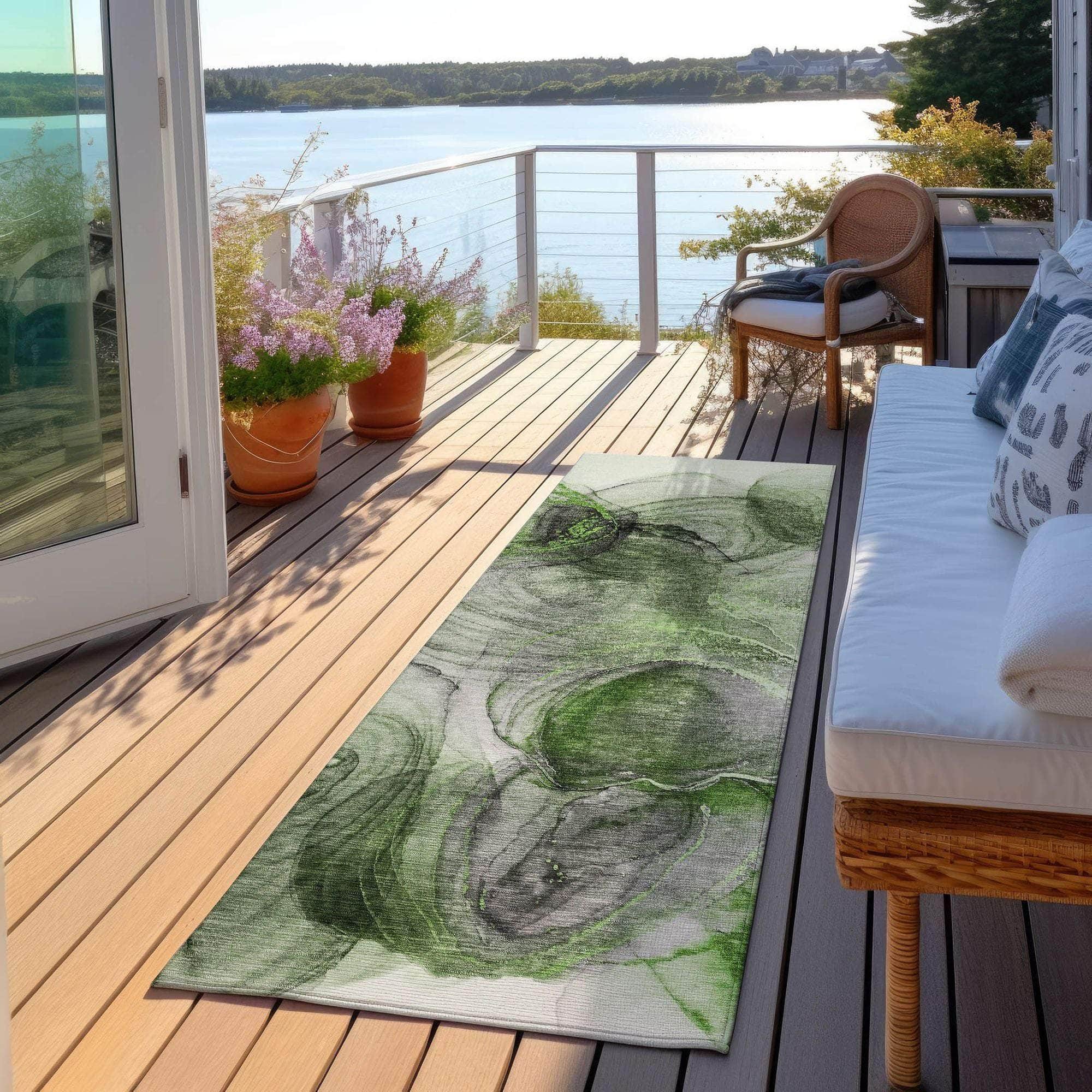 Machine Made ACN513 Olive Green Rugs 