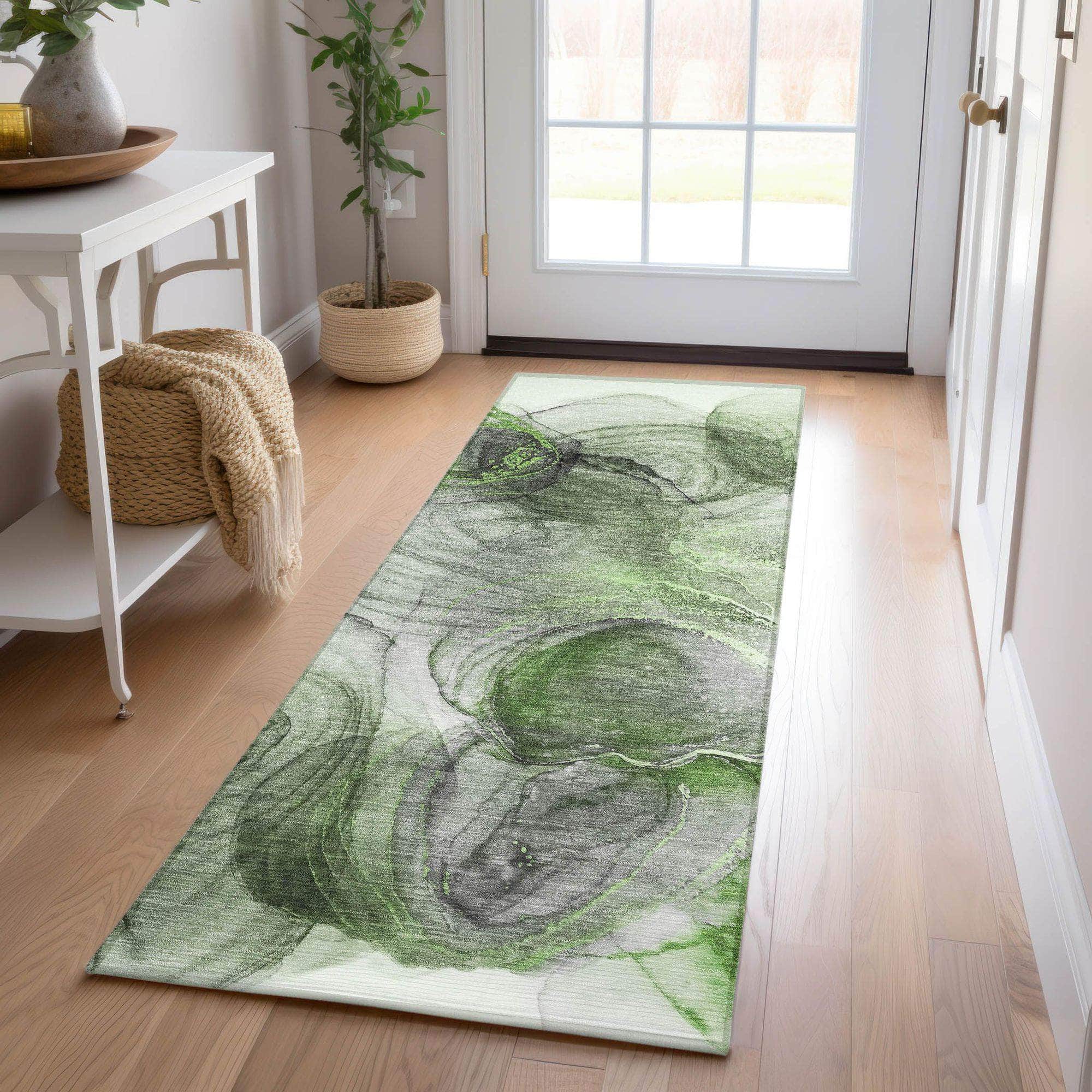 Machine Made ACN513 Olive Green Rugs 
