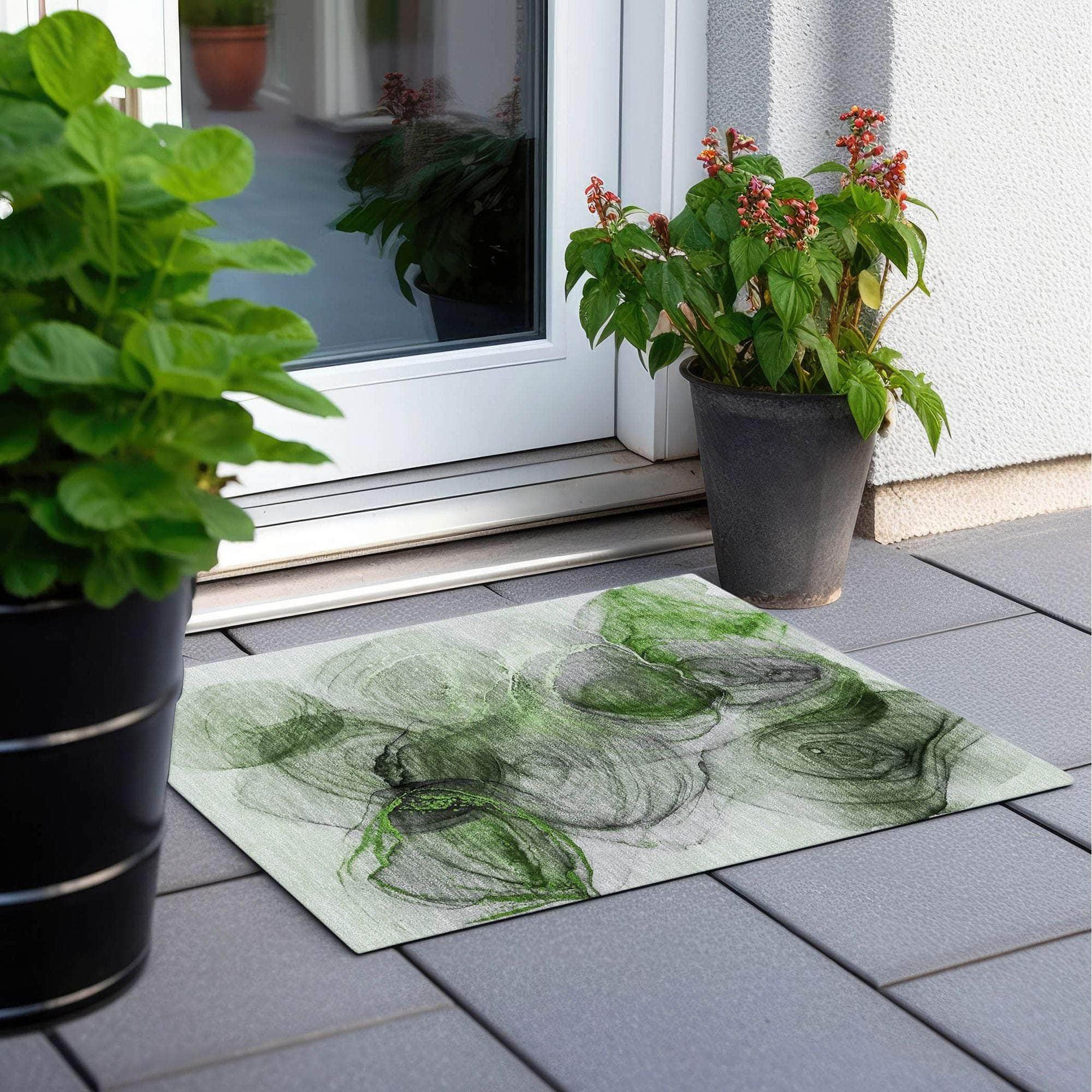 Machine Made ACN513 Olive Green Rugs 