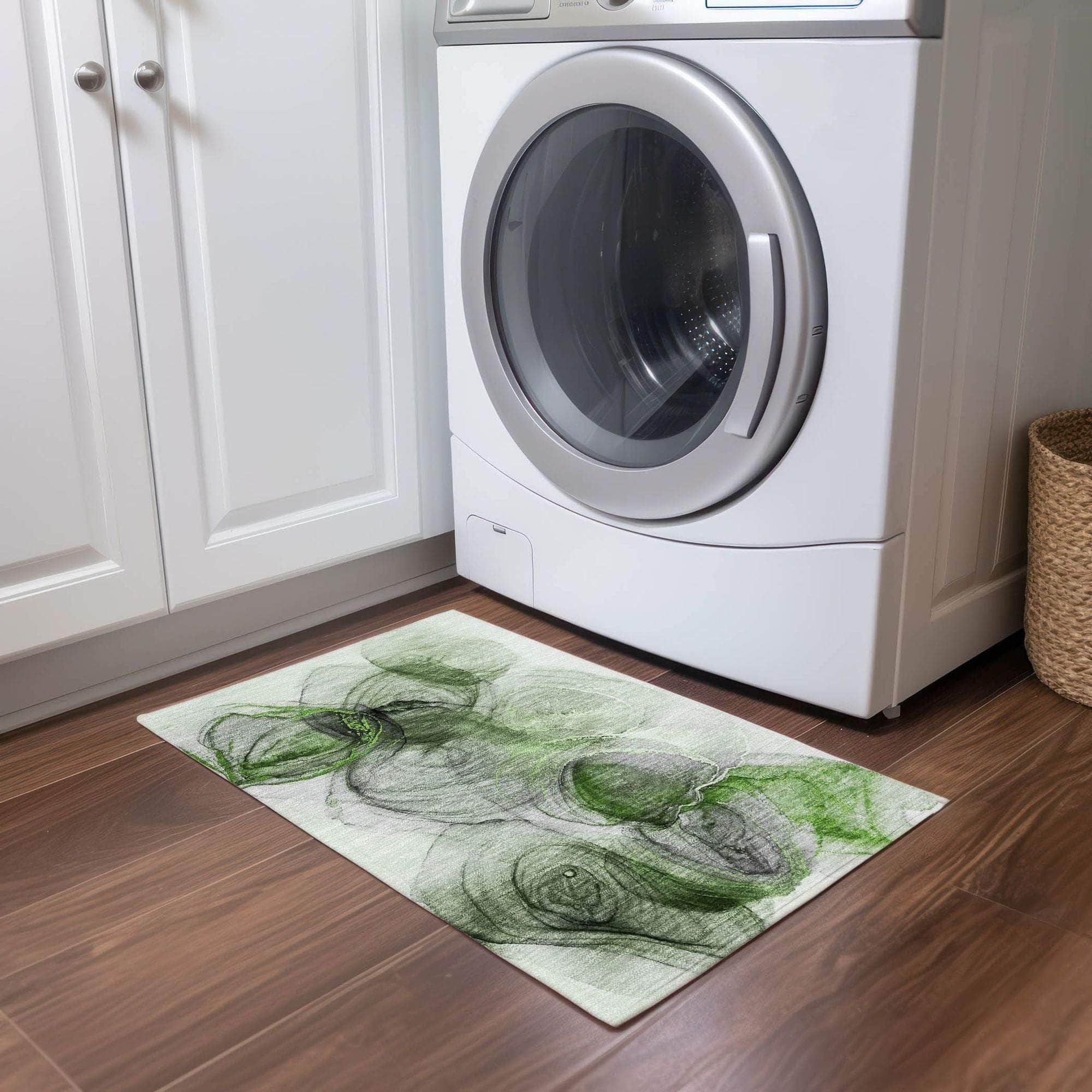 Machine Made ACN513 Olive Green Rugs 