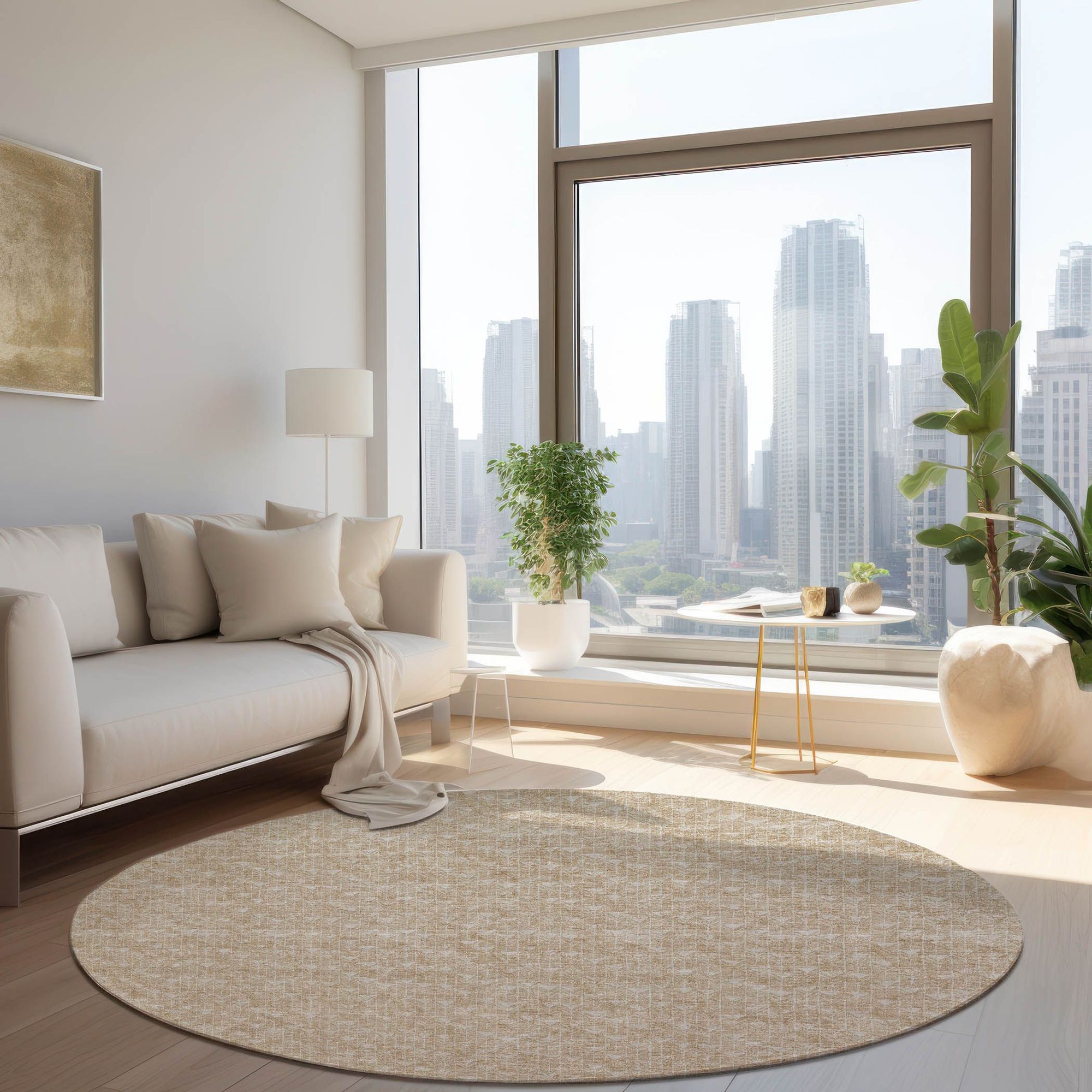 Machine Made ACN514 Beige Brown Rugs 