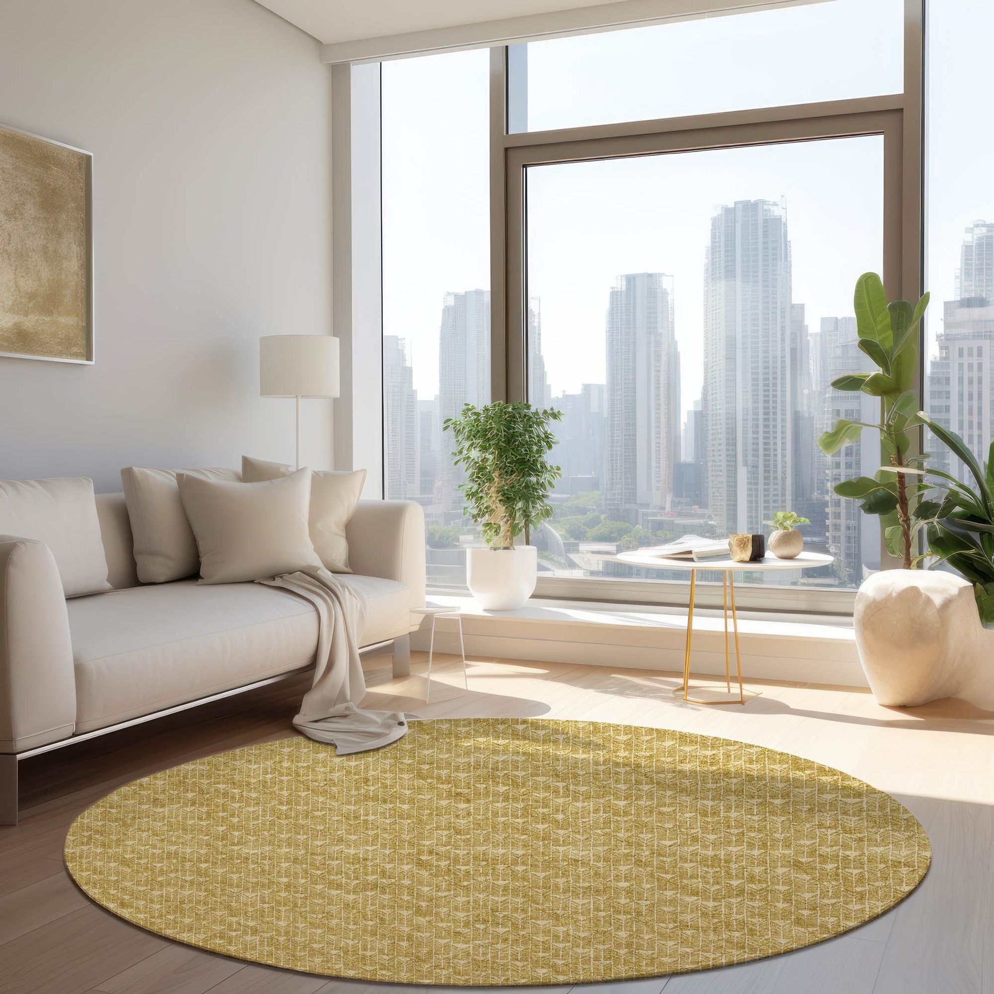 Machine Made ACN514 Gold  Rugs 