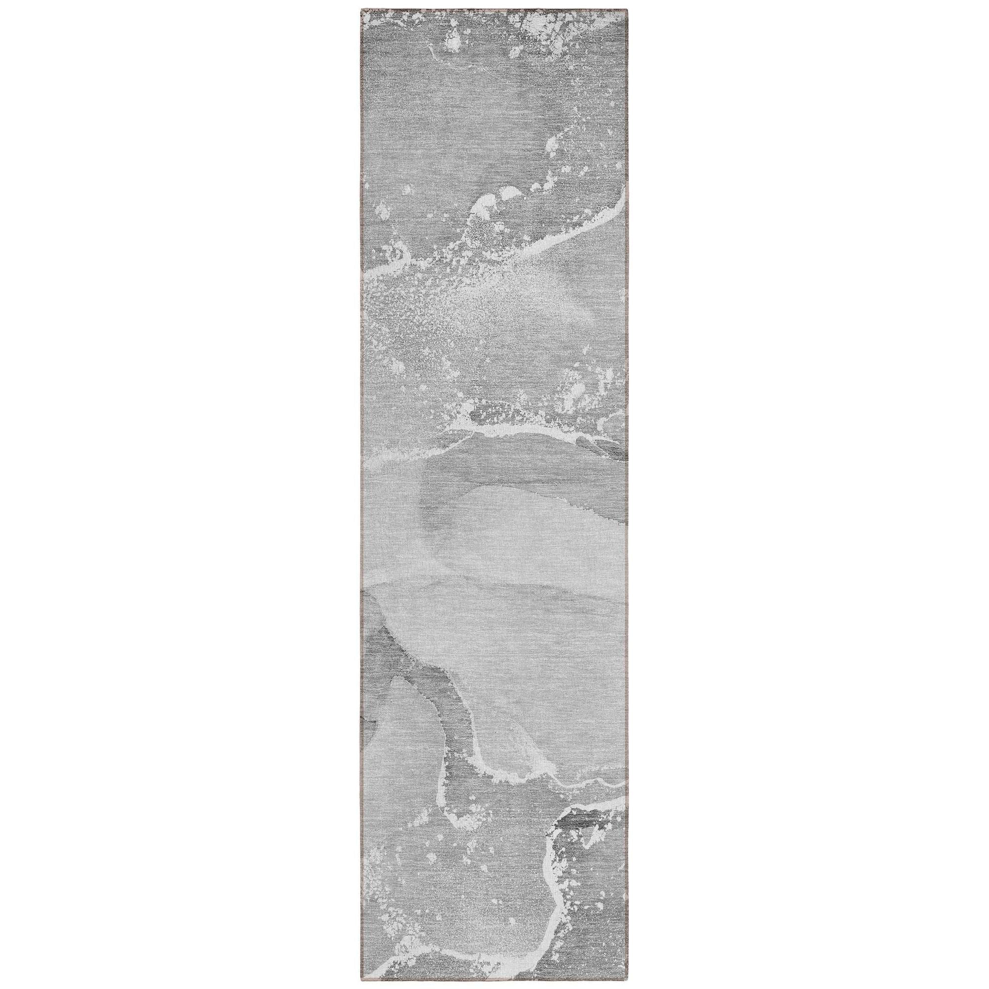Machine Washable Gray Rug - Indoor / Outdoor - Kids / Pet Friendly Watercolors Print Rug
