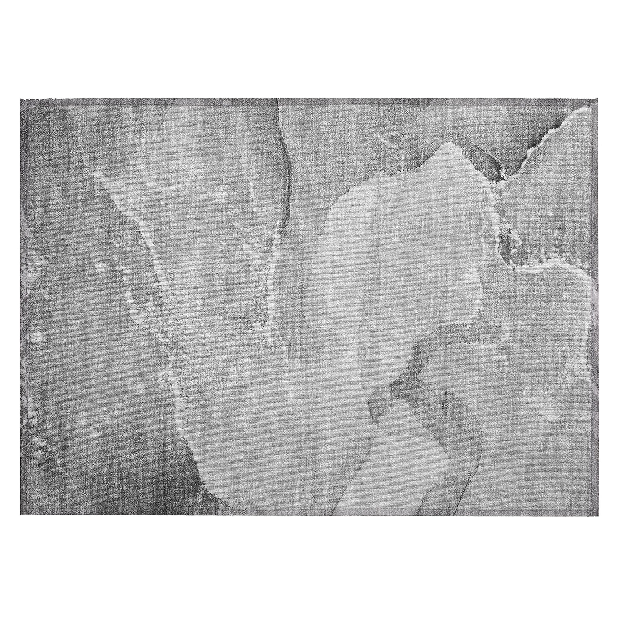 Machine Washable Gray Rug - Indoor / Outdoor - Kids / Pet Friendly Watercolors Print Rug