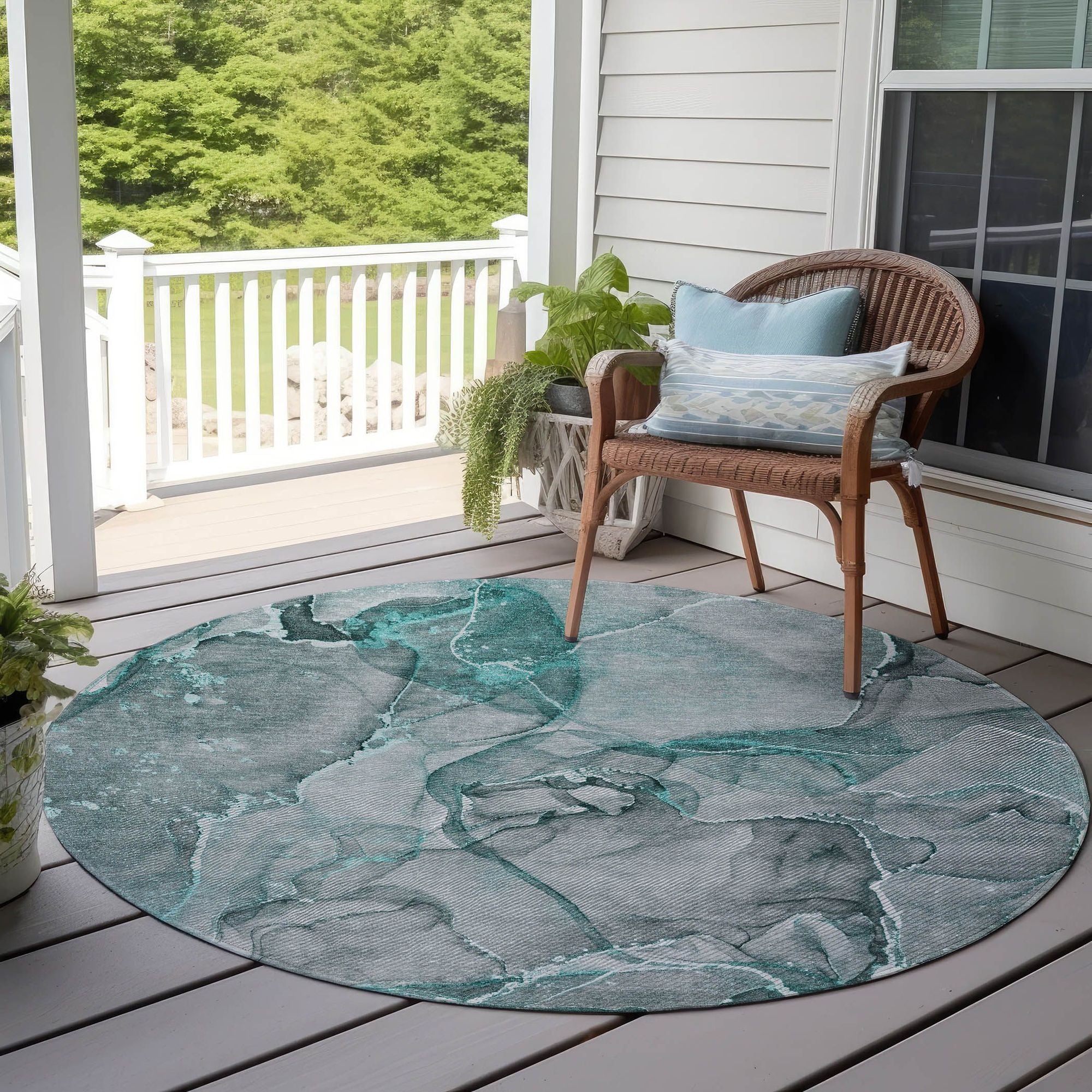 Machine Made ACN519 Teal  Rugs 