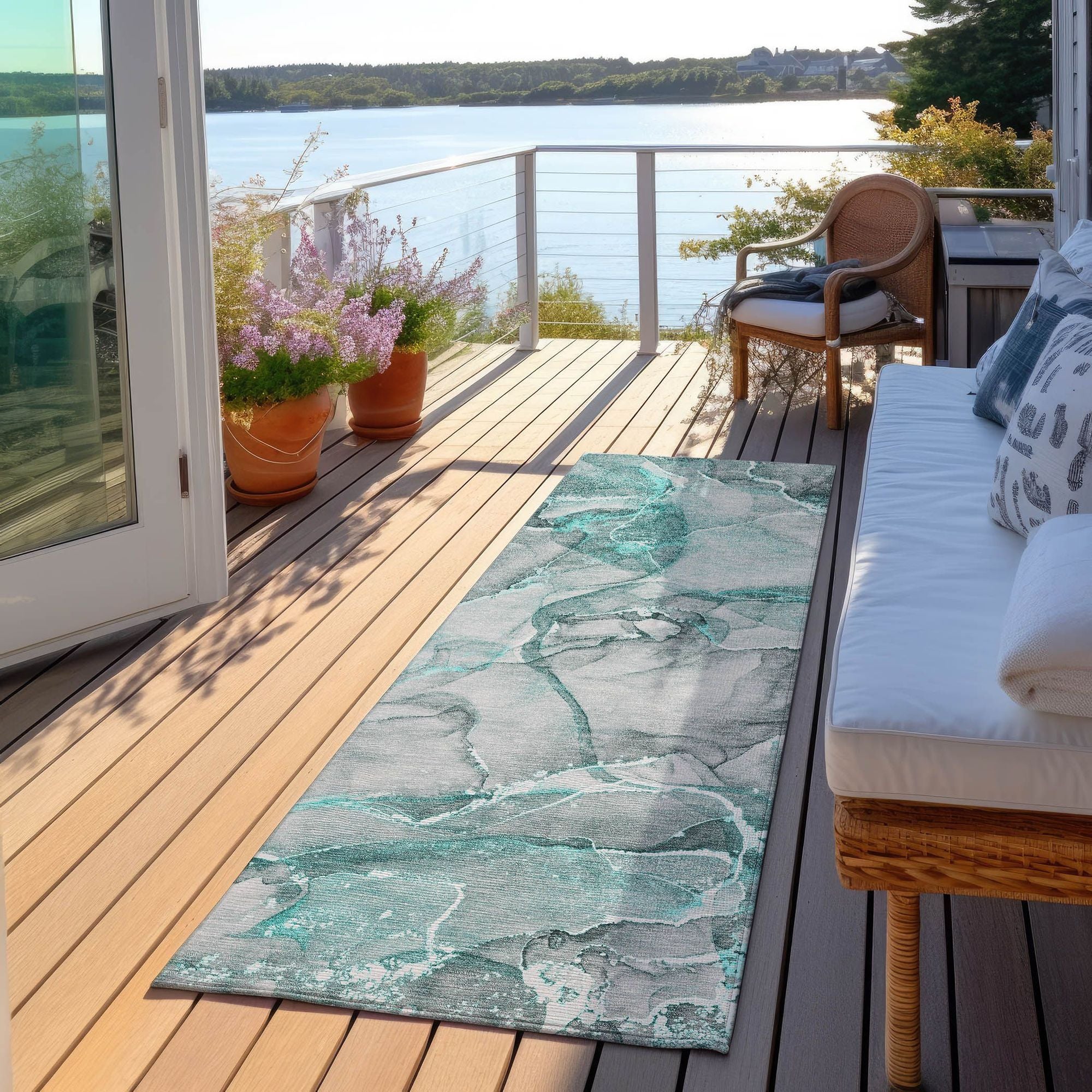 Machine Made ACN519 Teal  Rugs 
