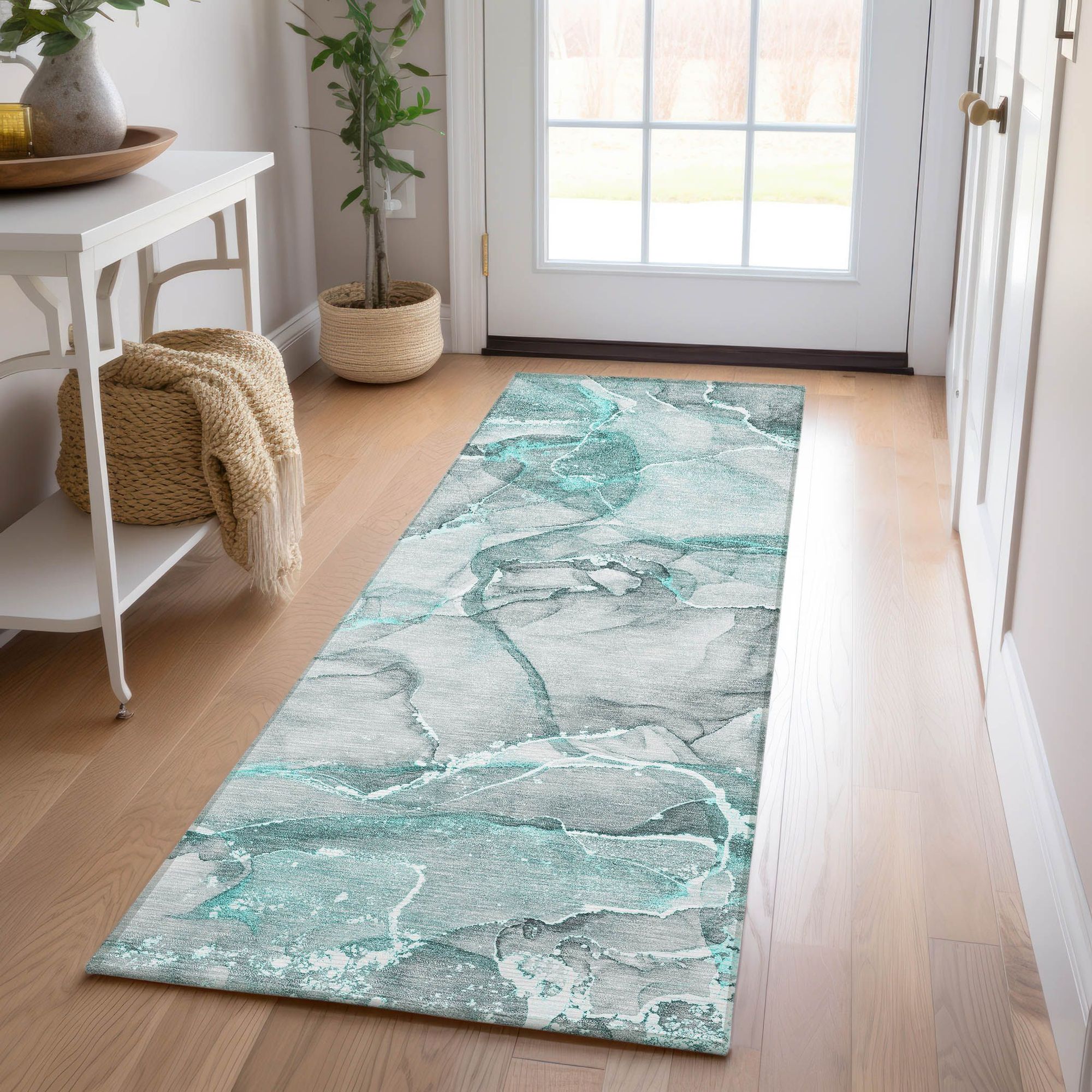 Machine Made ACN519 Teal  Rugs 