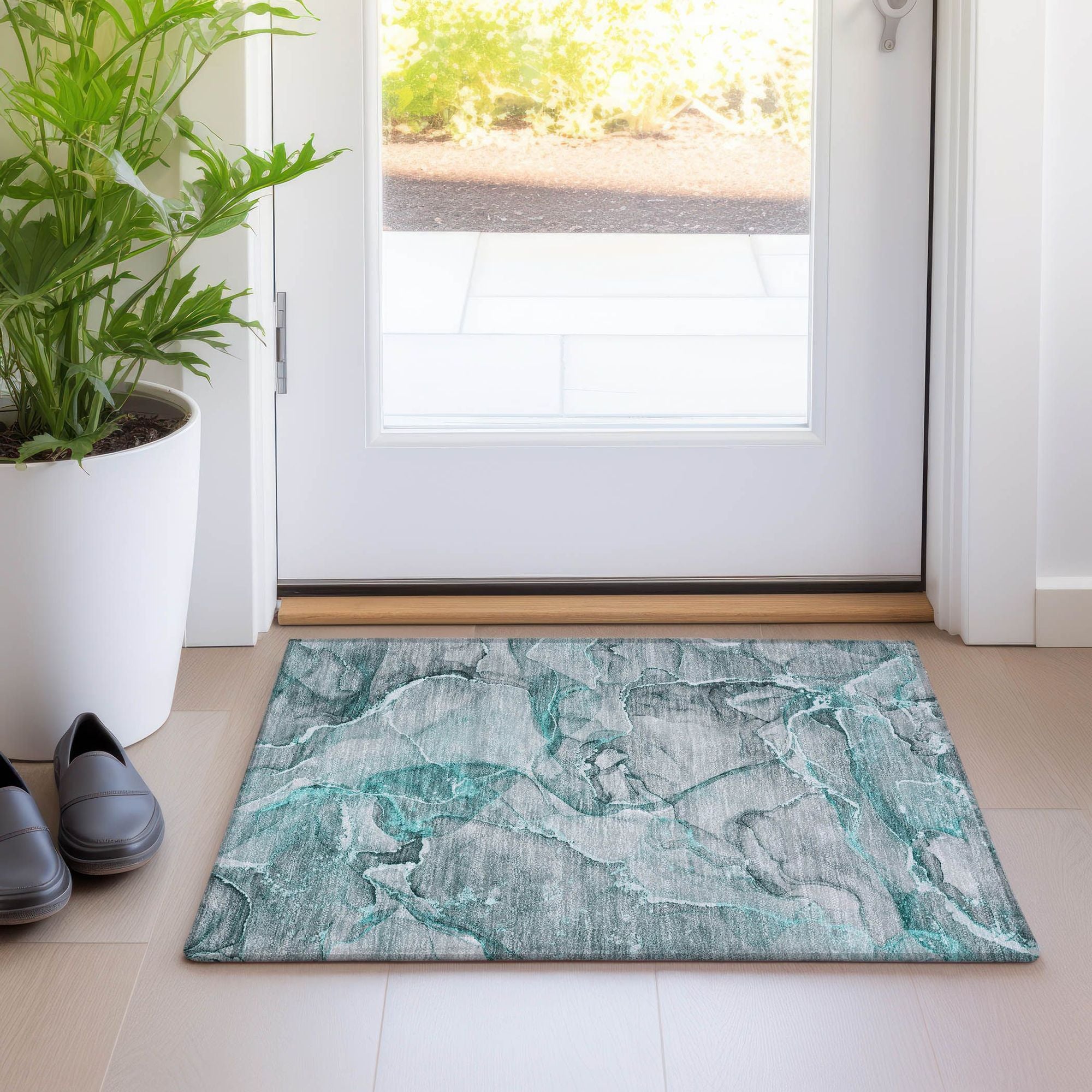 Machine Made ACN519 Teal  Rugs 