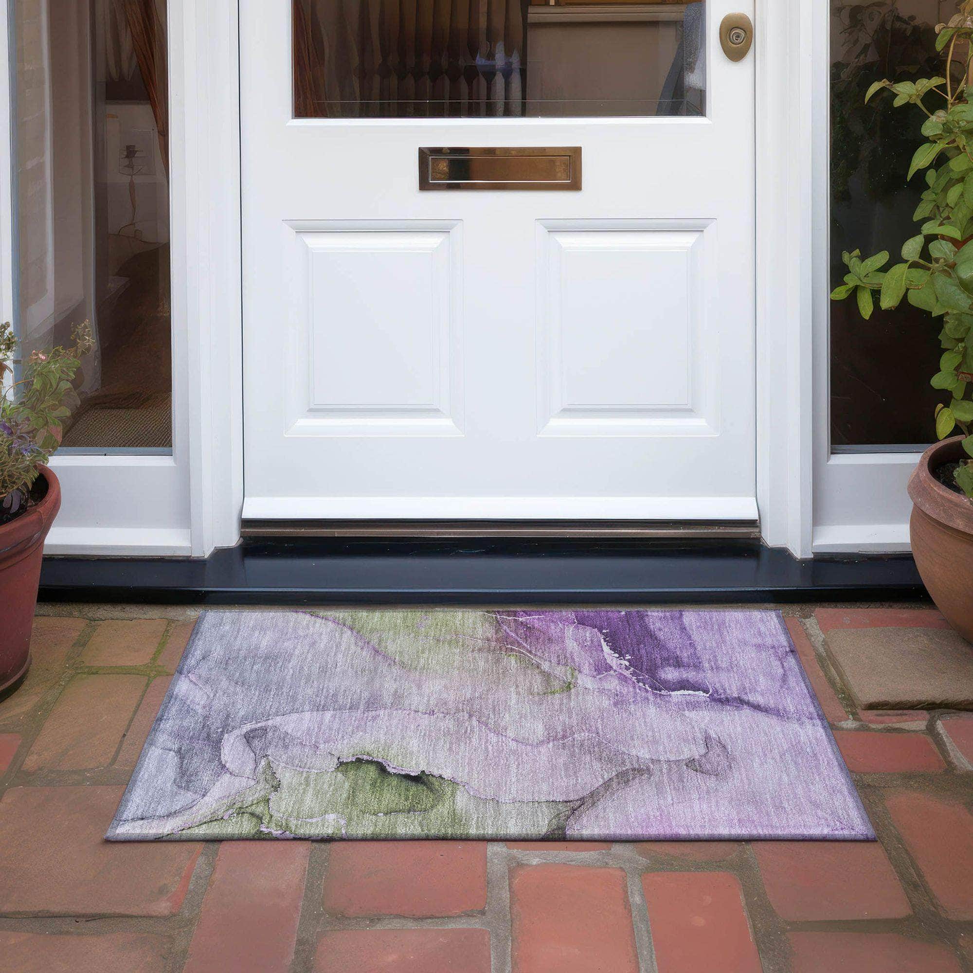 Machine Made ACN521 Purple  Rugs 
