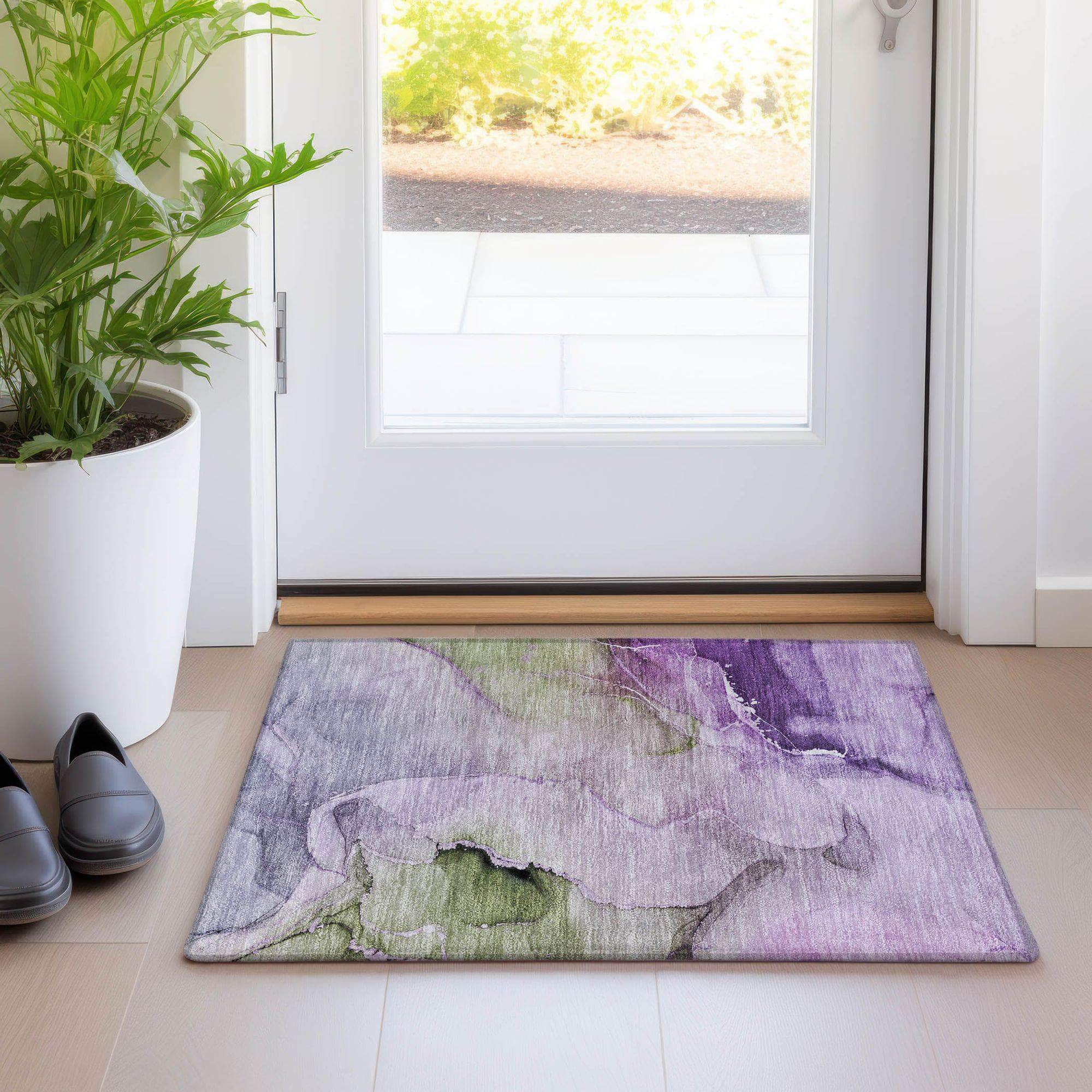 Machine Made ACN521 Purple  Rugs 