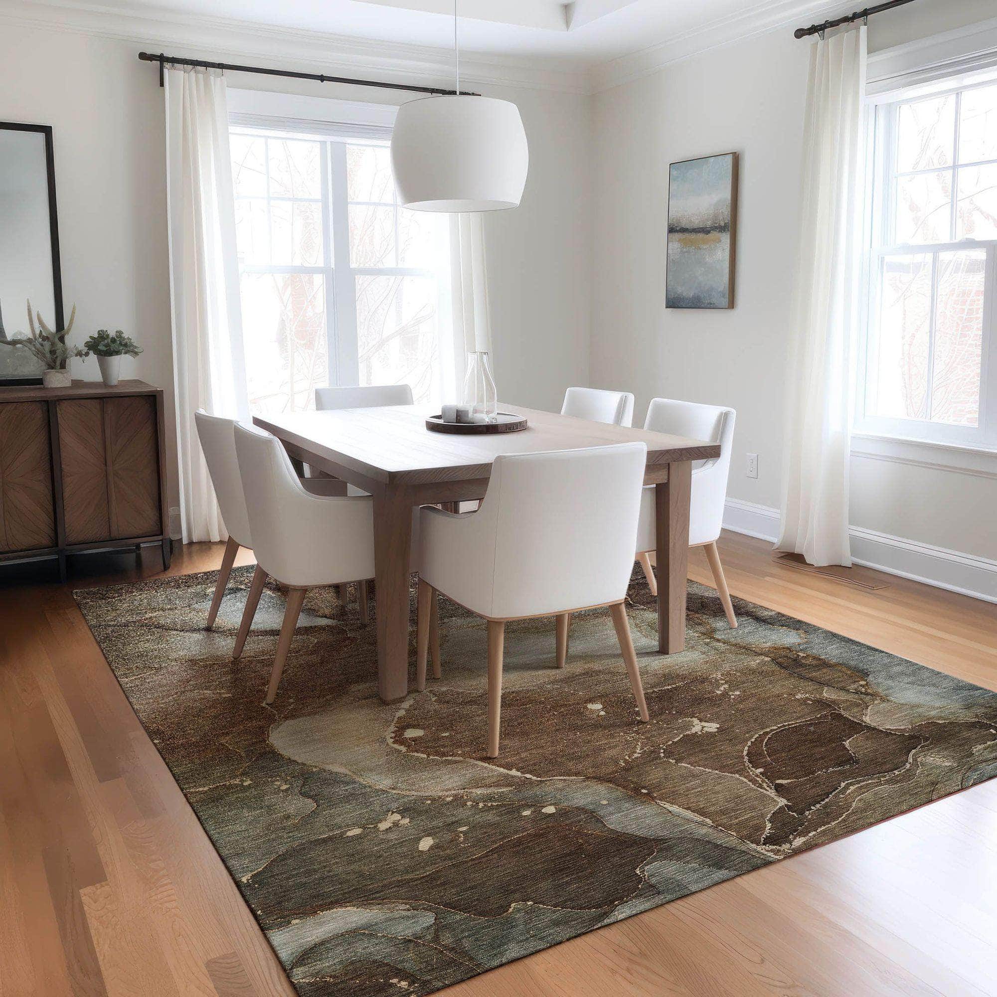 Machine Made ACN522 Brown  Rugs 