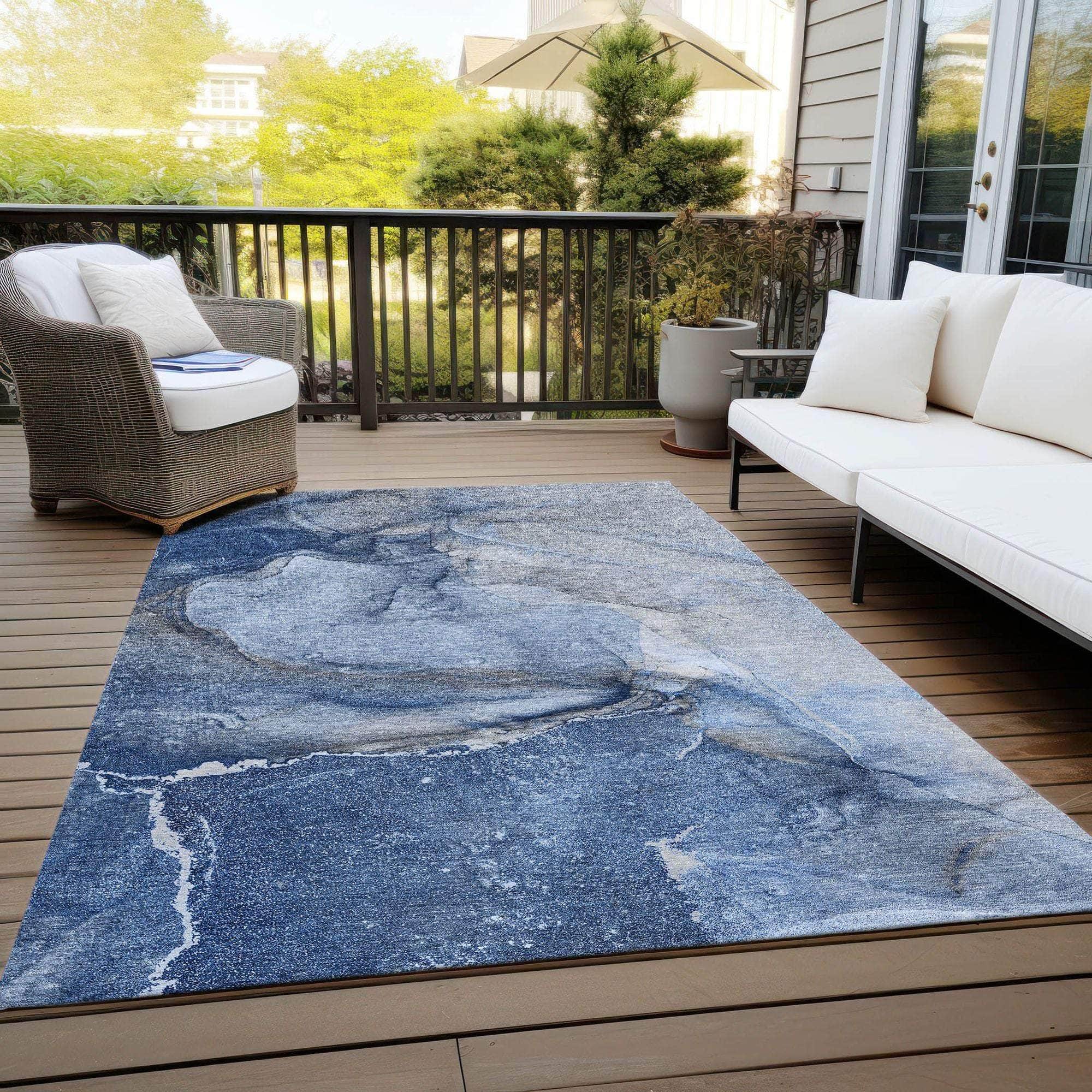 Machine Made ACN524 Navy Blue Rugs 