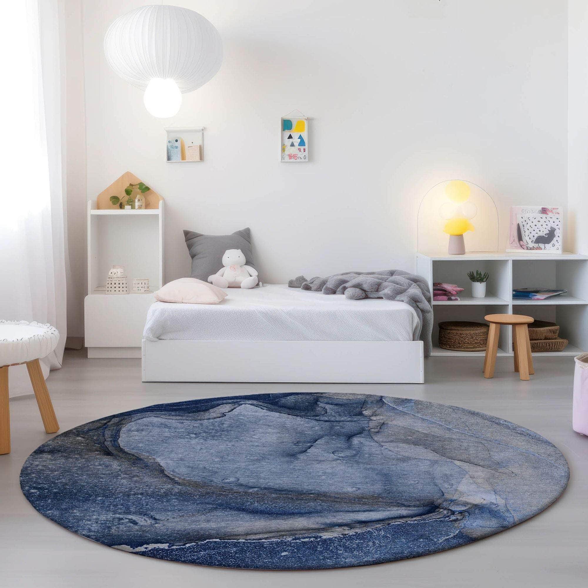 Machine Made ACN524 Navy Blue Rugs 
