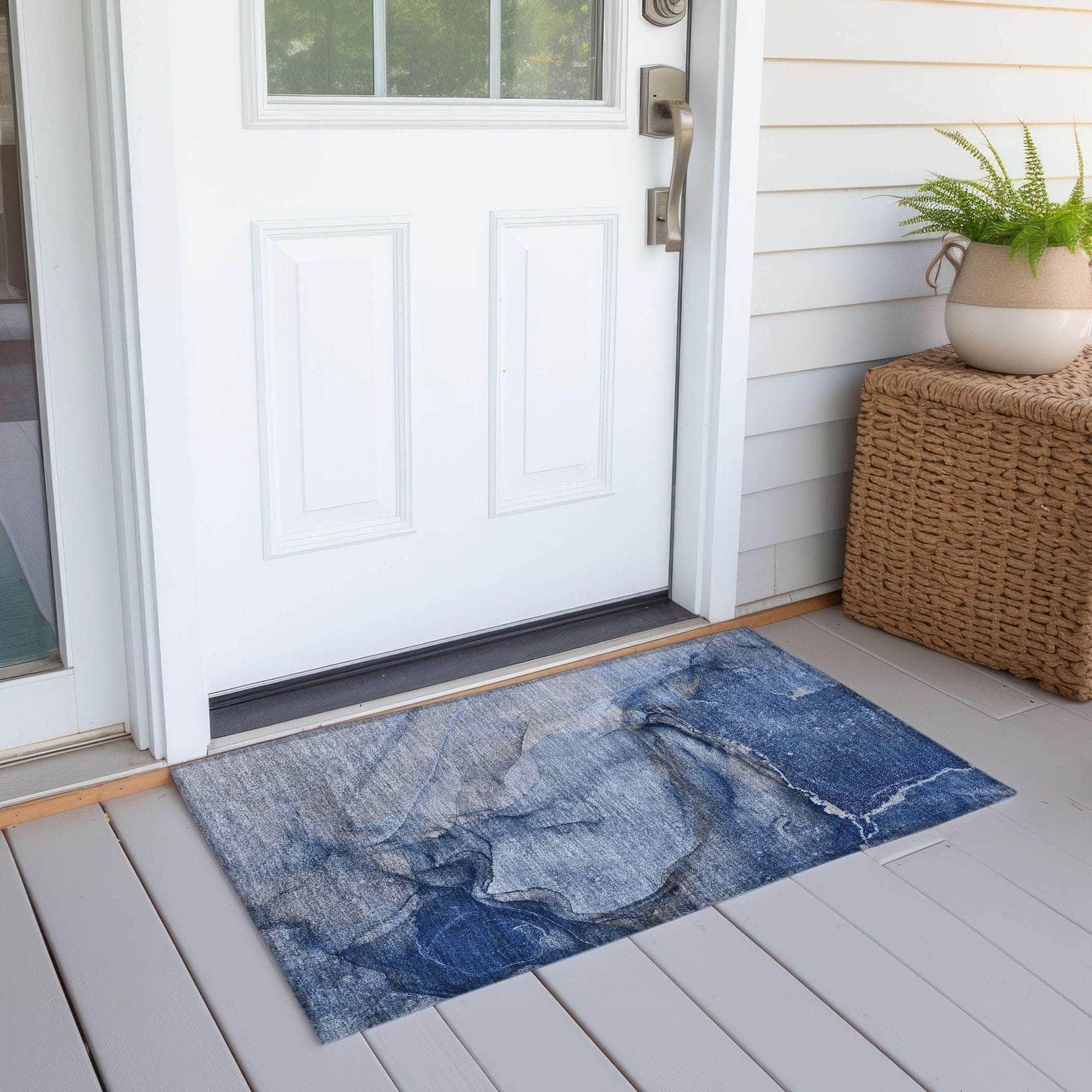 Machine Made ACN524 Navy Blue Rugs 