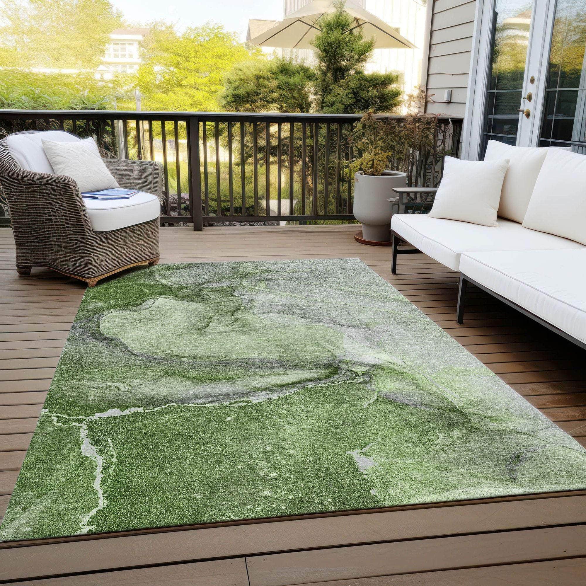 Machine Made ACN524 Olive Green Rugs 