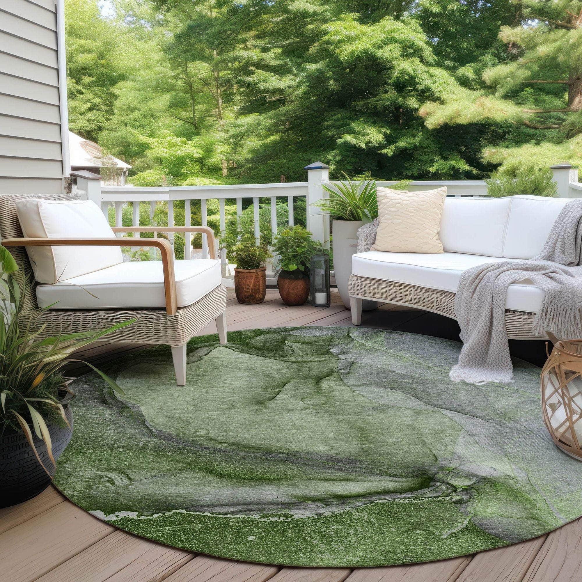Machine Made ACN524 Olive Green Rugs 
