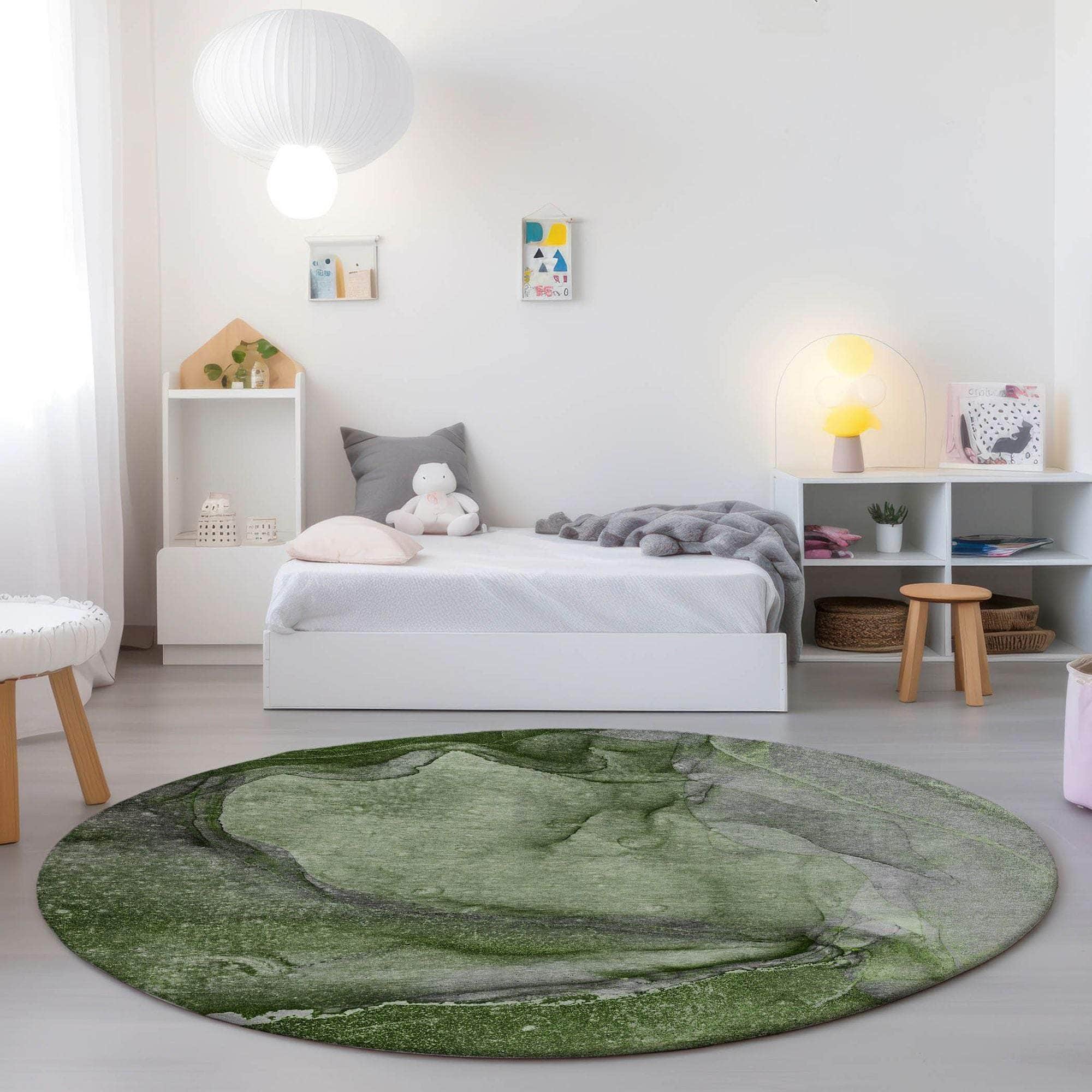 Machine Made ACN524 Olive Green Rugs 