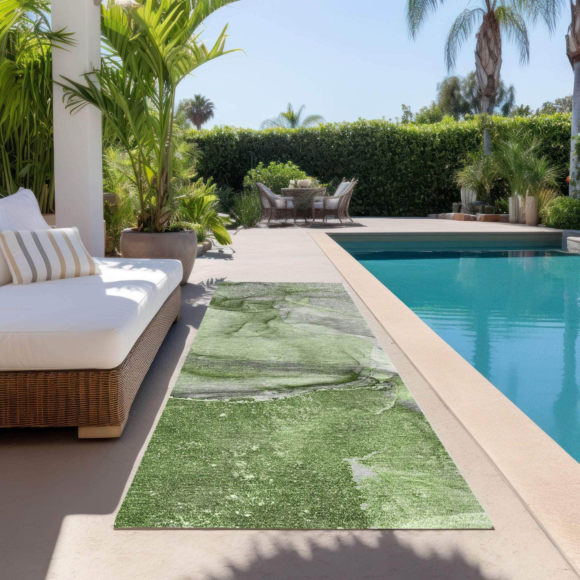 Machine Made ACN524 Olive Green Rugs 
