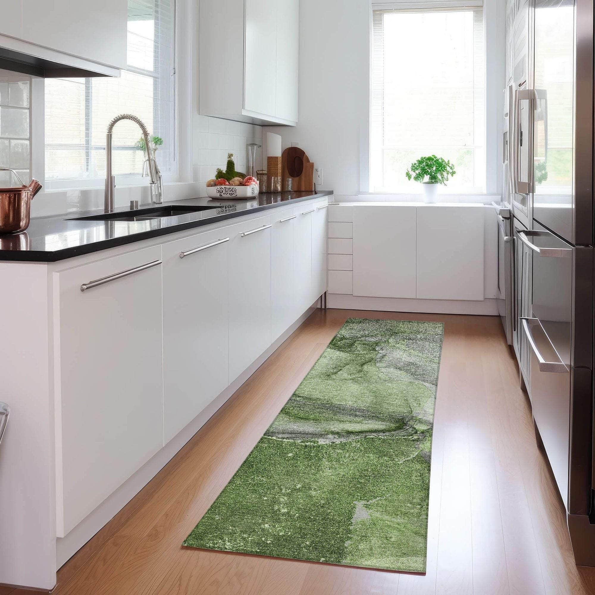 Machine Made ACN524 Olive Green Rugs 