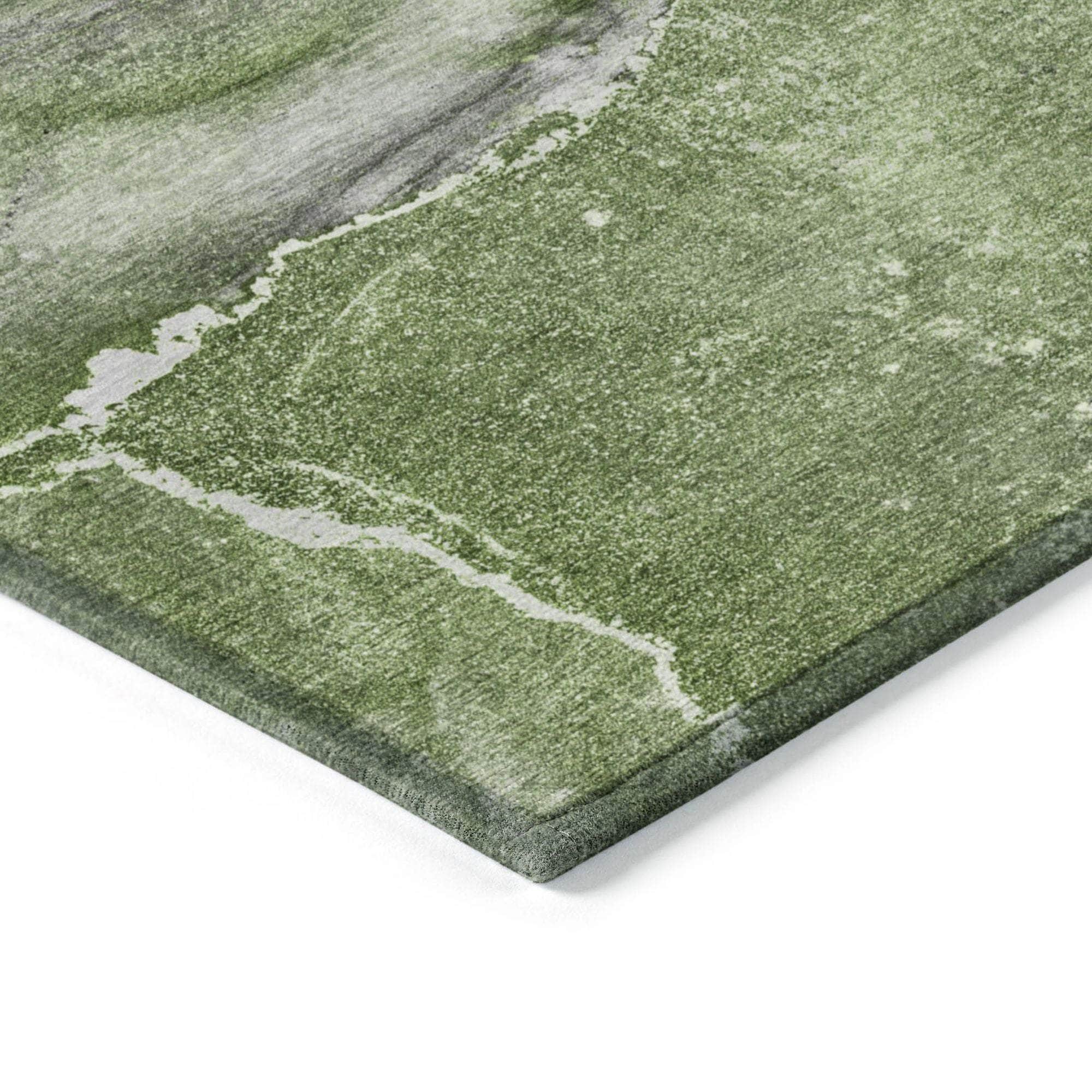 Machine Made ACN524 Olive Green Rugs 