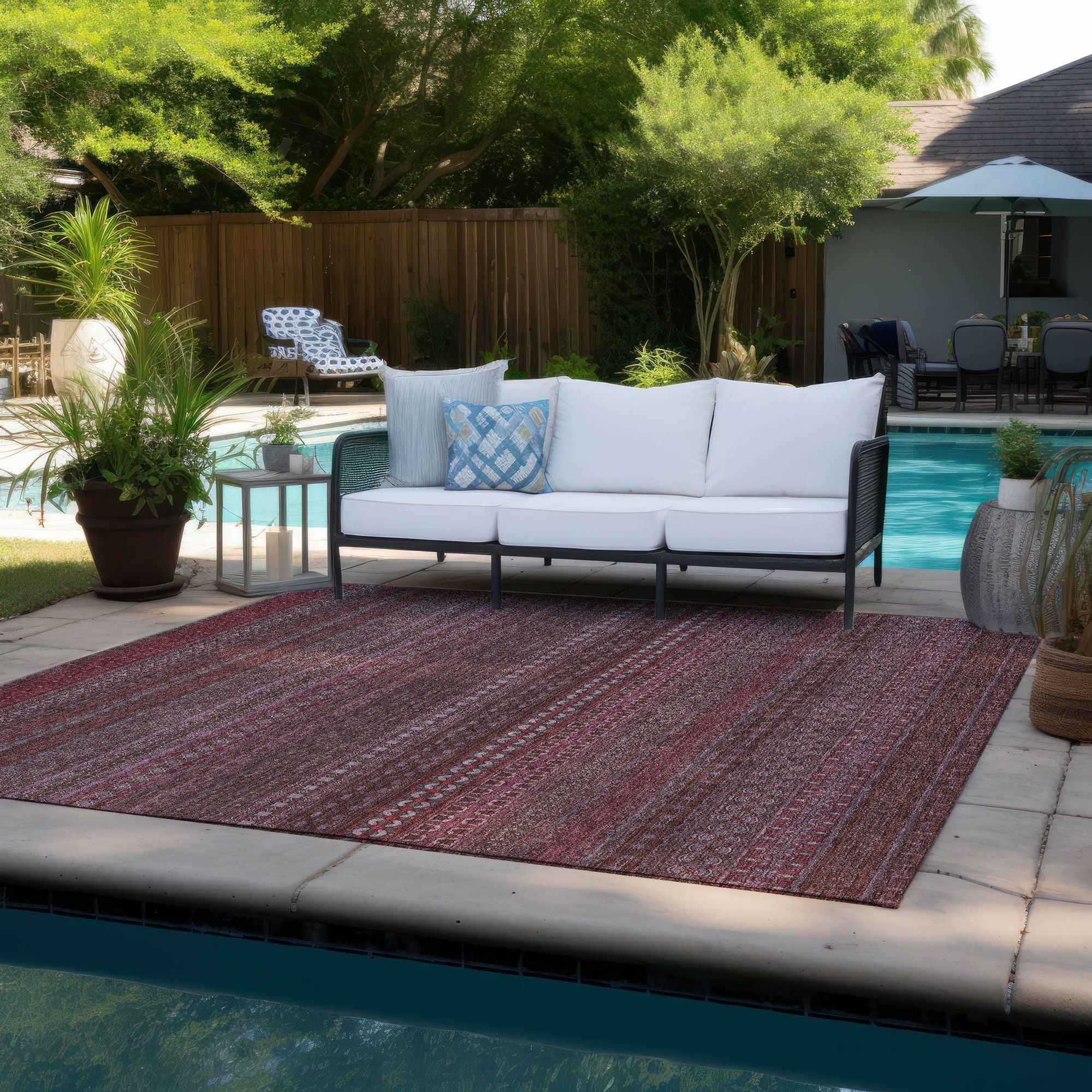 Machine Made ACN527 Merlot Red Rugs 