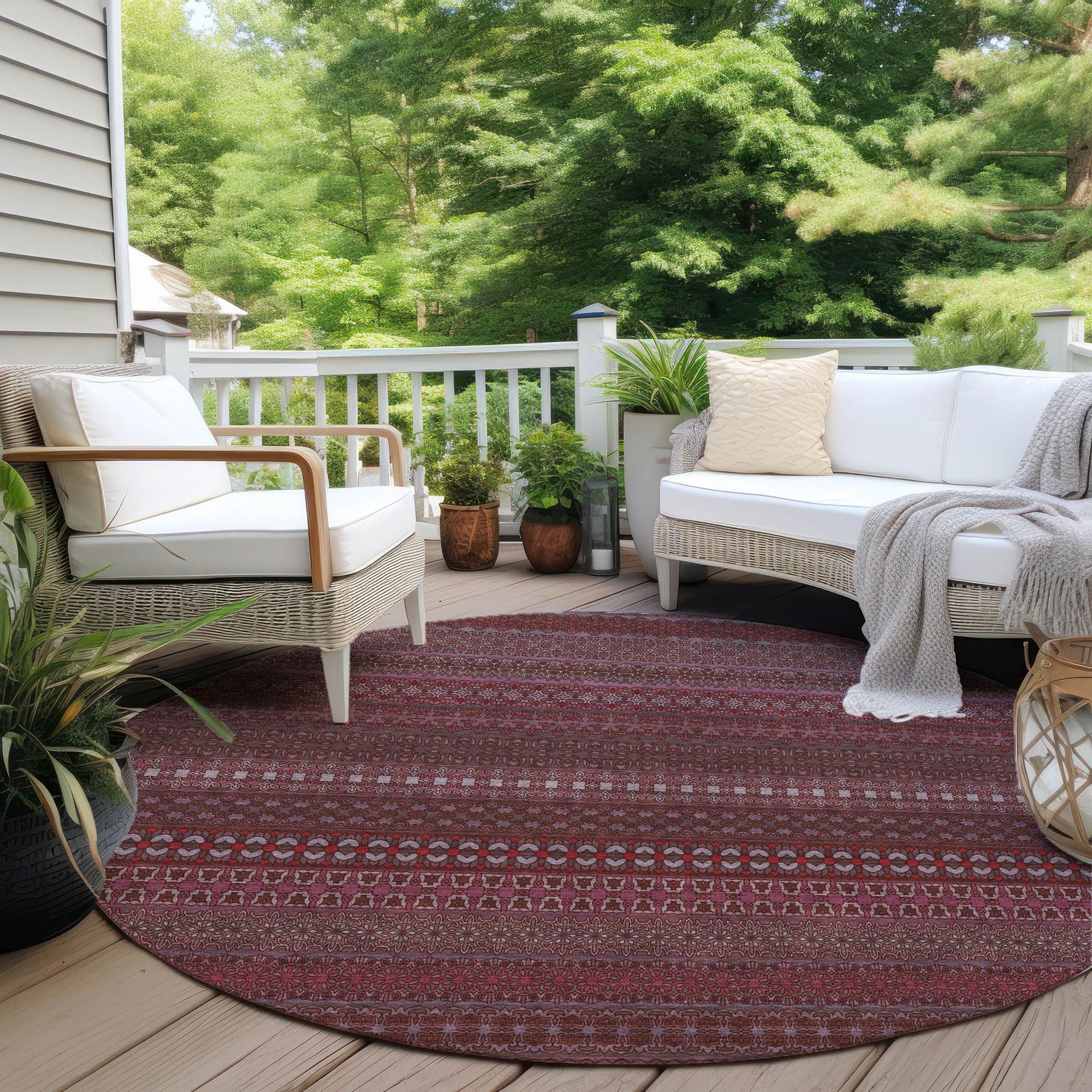 Machine Made ACN527 Merlot Red Rugs 