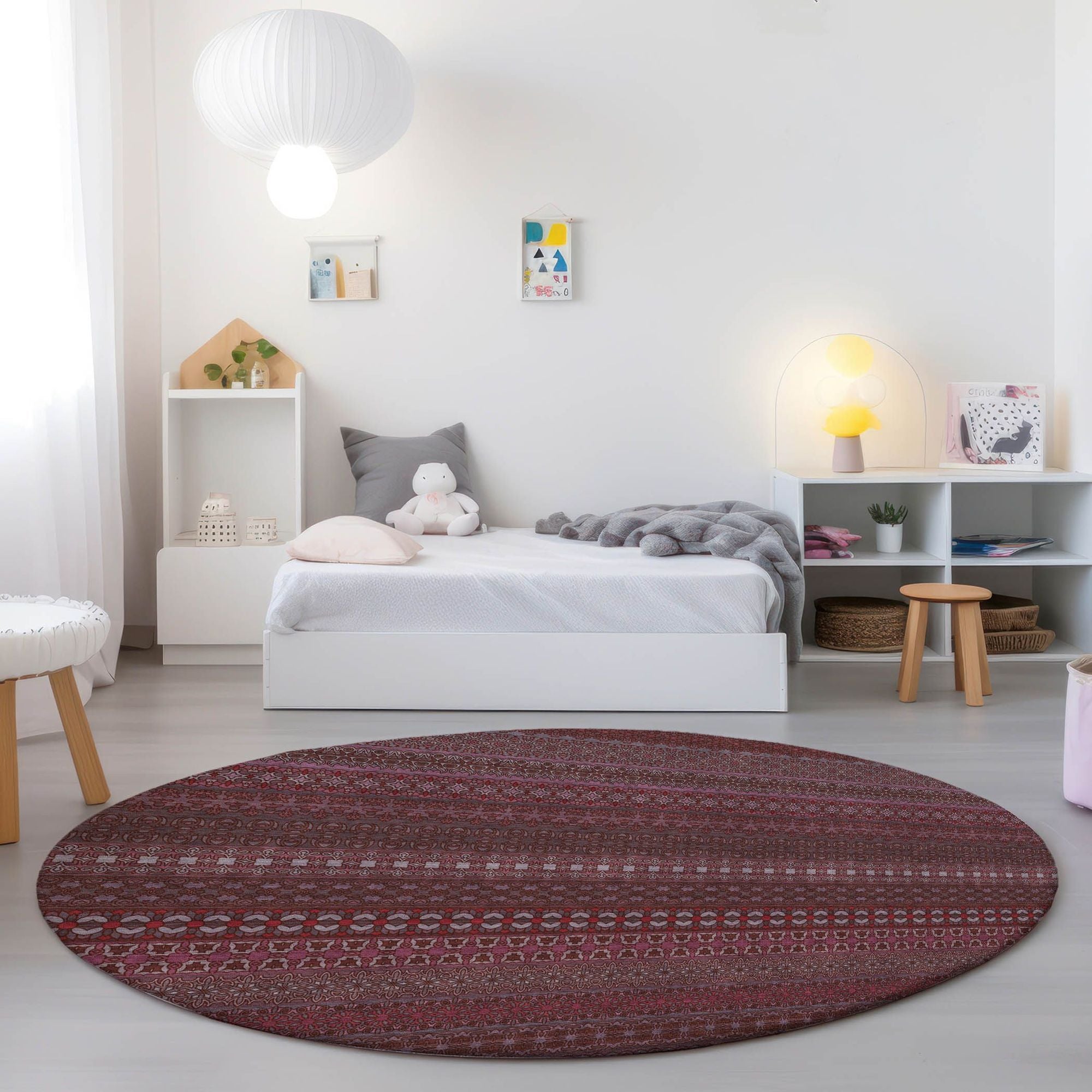 Machine Made ACN527 Merlot Red Rugs 