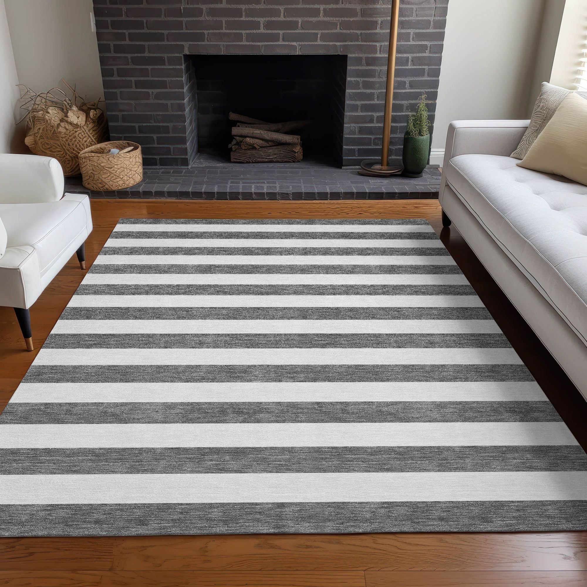 Machine Made ACN528 Charcoal Gray Rugs 