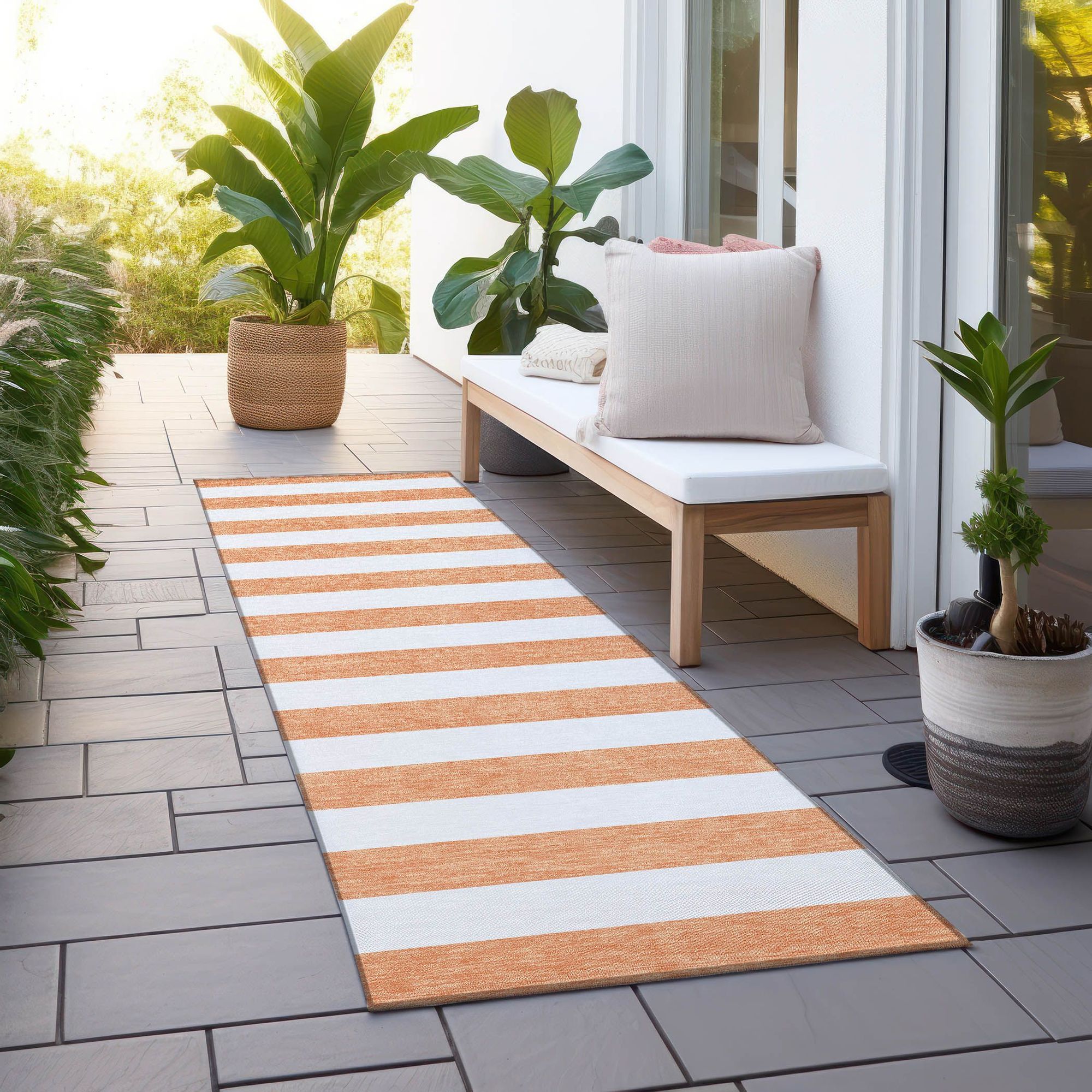 Machine Made ACN528 Salmon Orange Rugs 