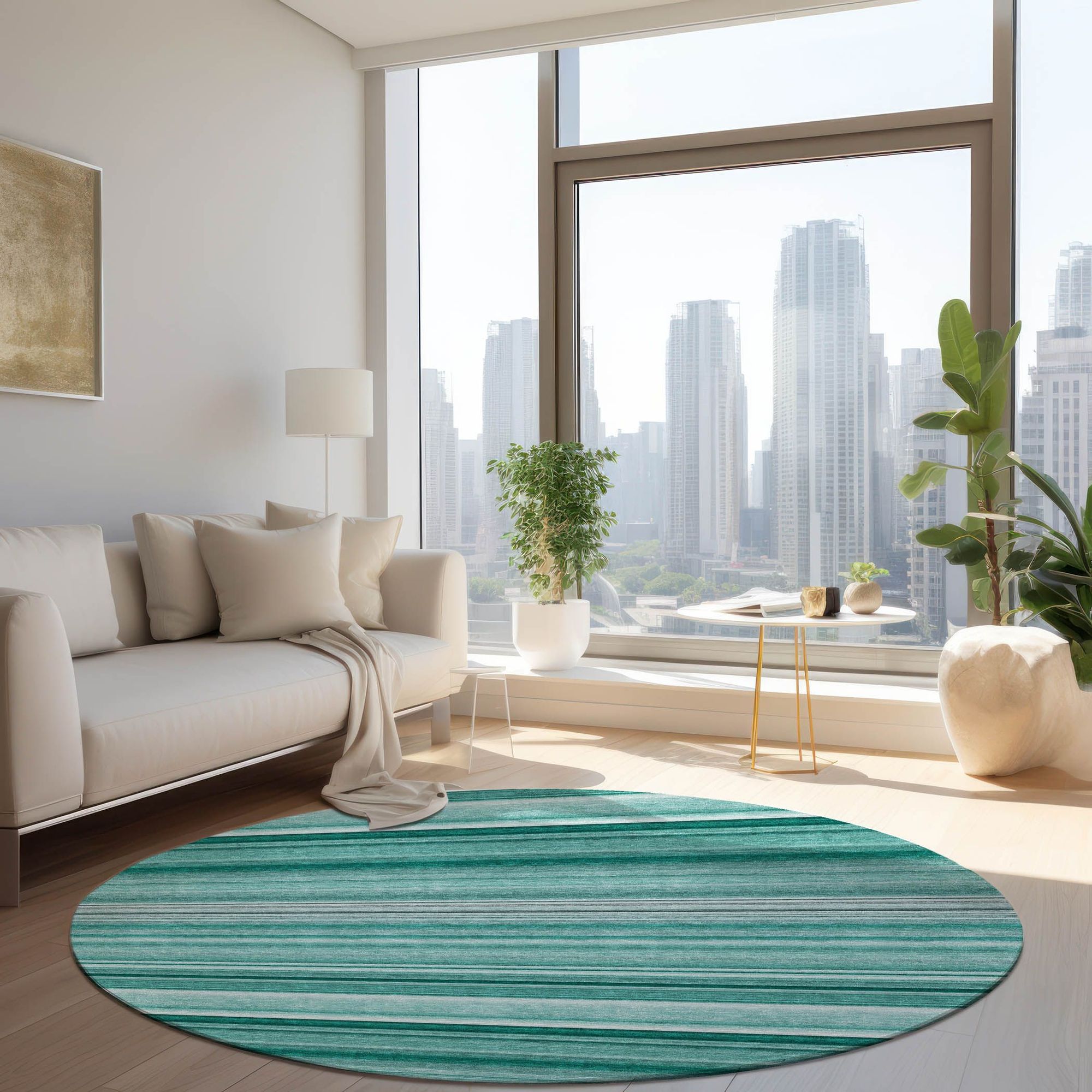 Machine Made ACN529 Aqua Teal Rugs 