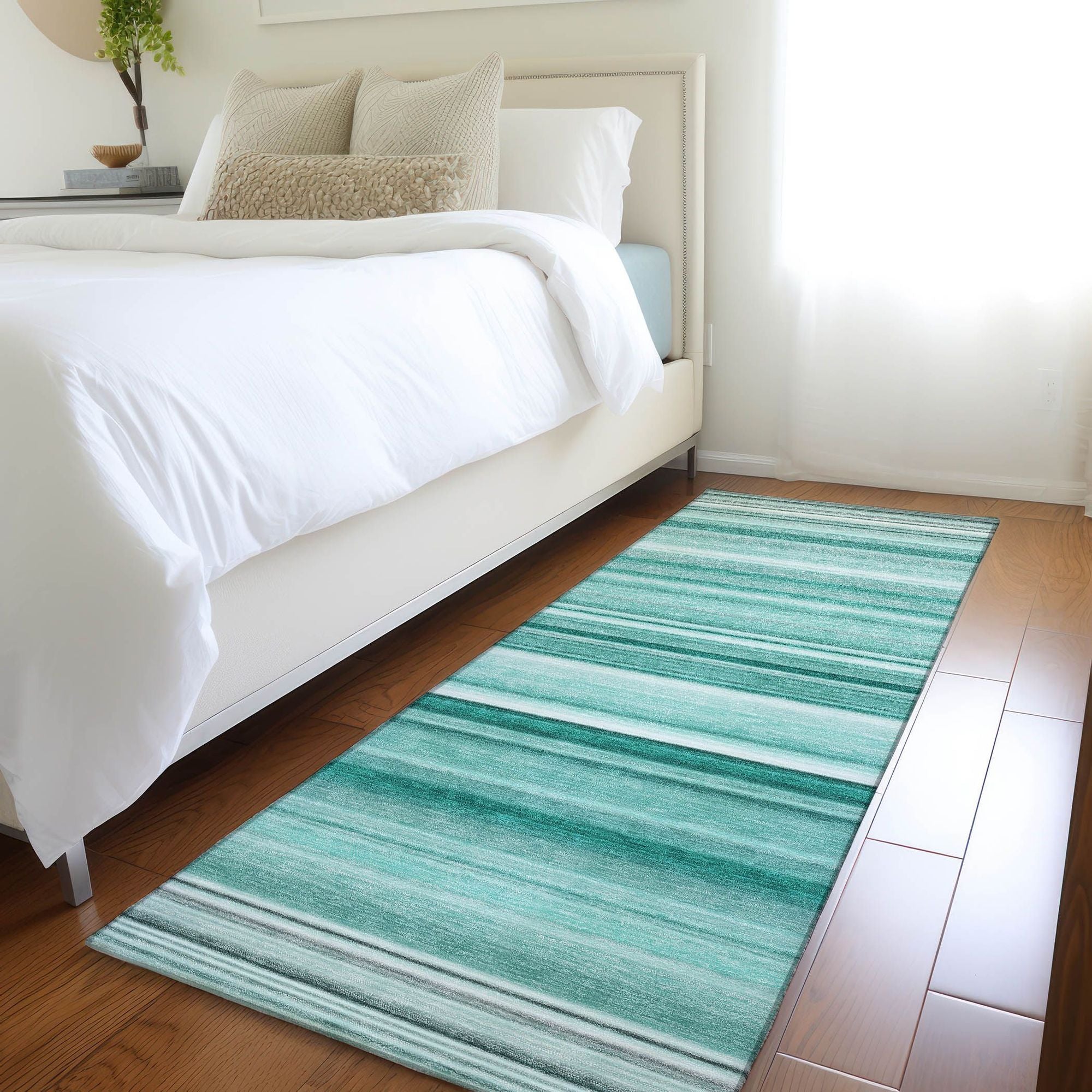 Machine Made ACN529 Aqua Teal Rugs 