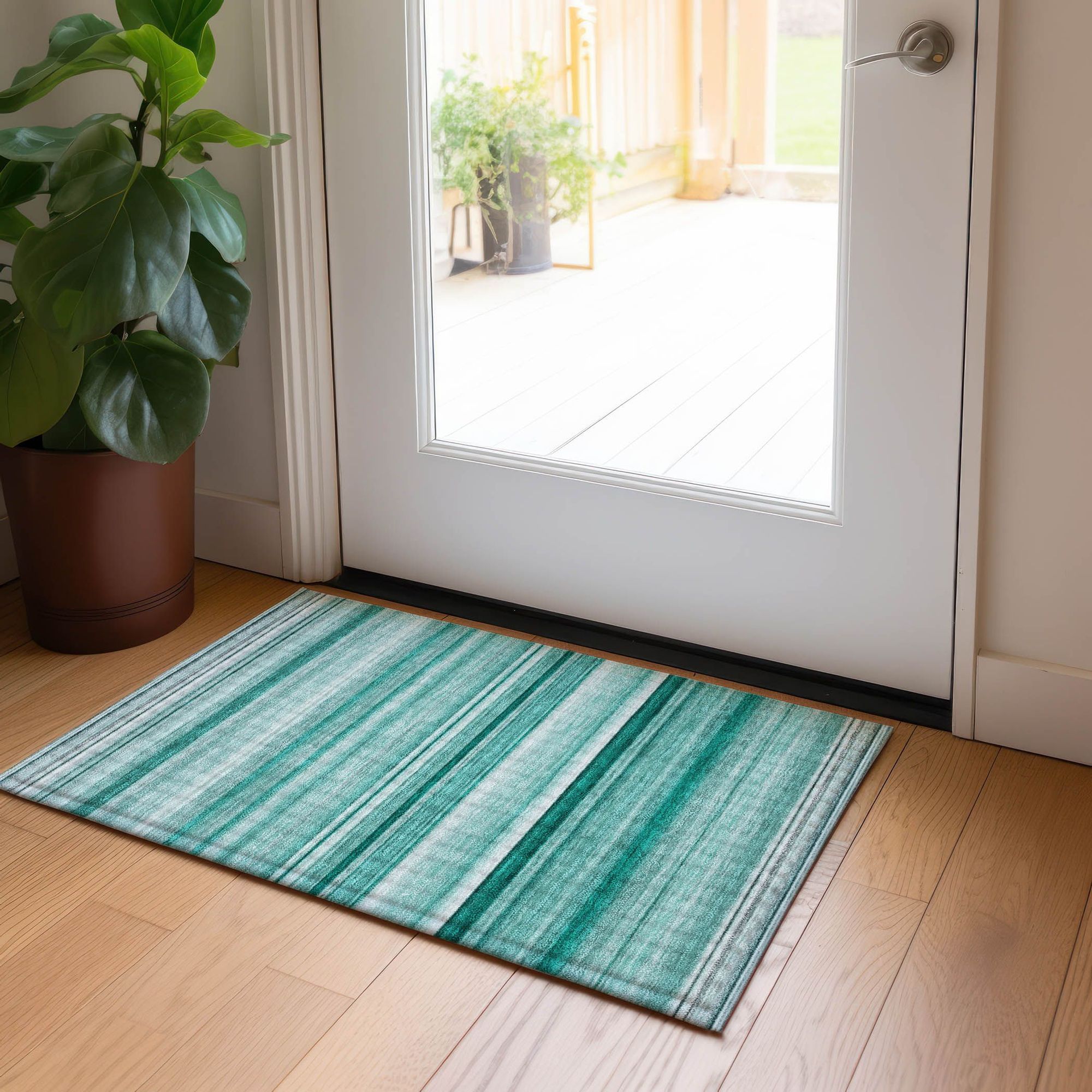 Machine Made ACN529 Aqua Teal Rugs 