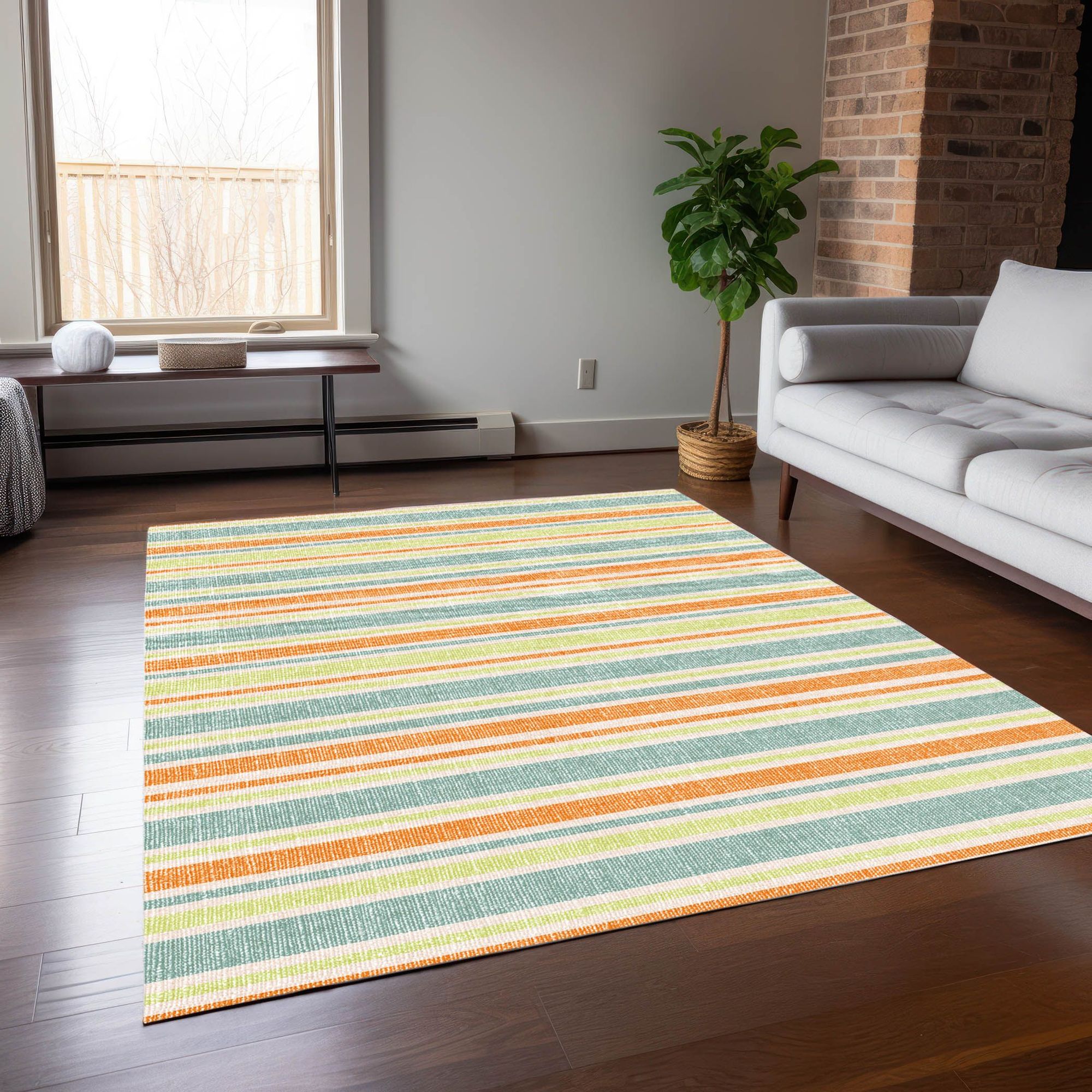 Machine Made ACN531 Orange  Rugs 