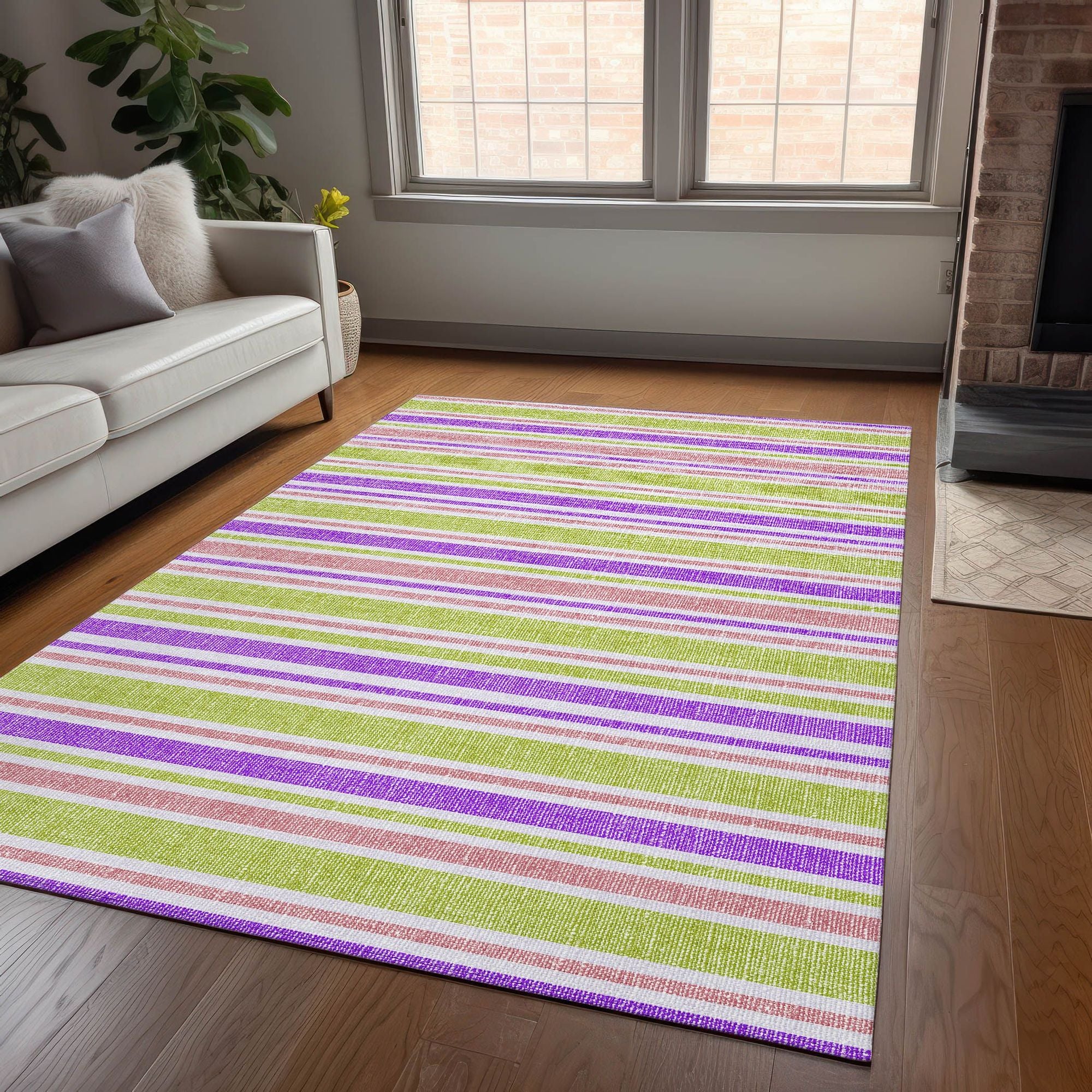 Machine Made ACN531 Purple  Rugs 