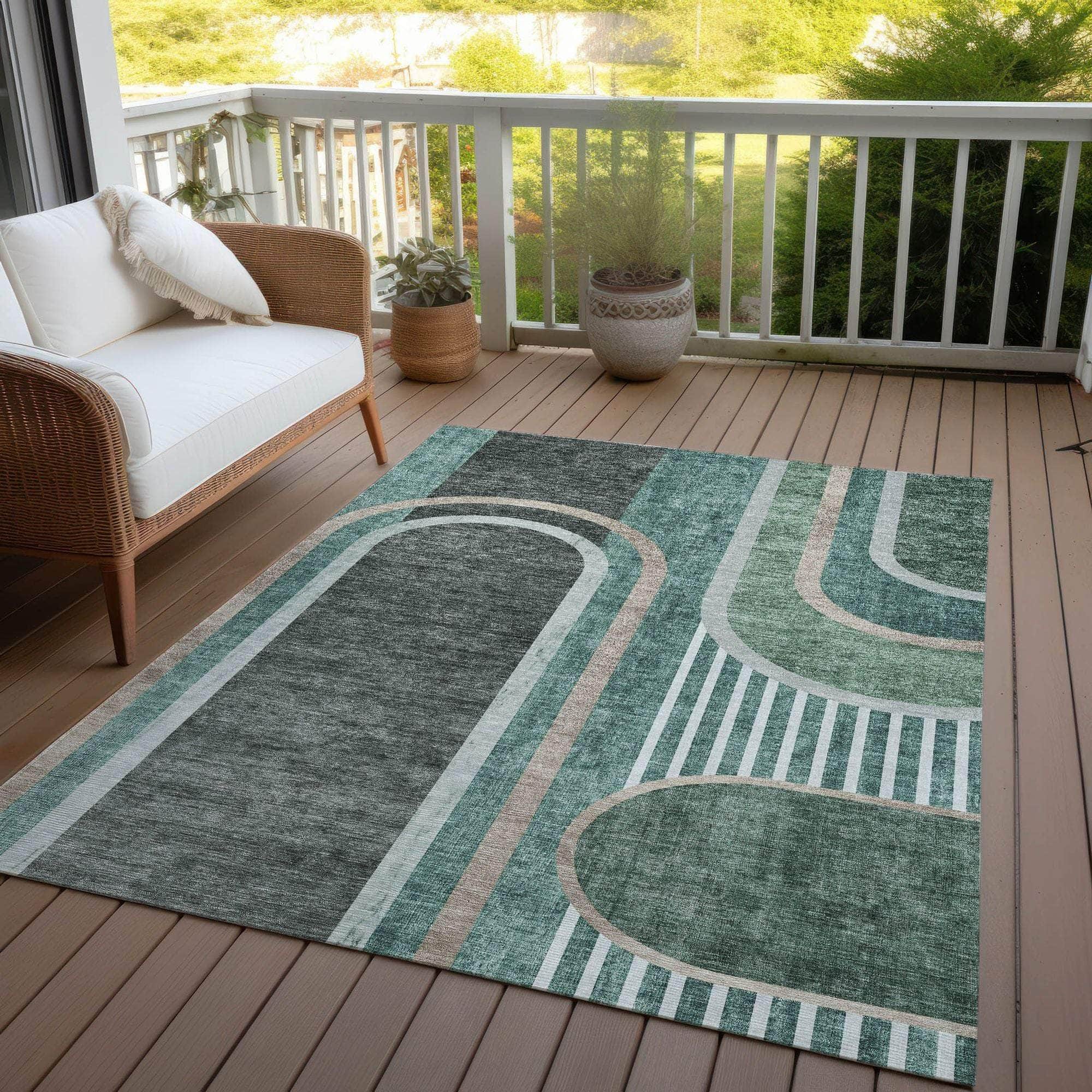 Machine Made ACN532 Emerald Green Rugs 