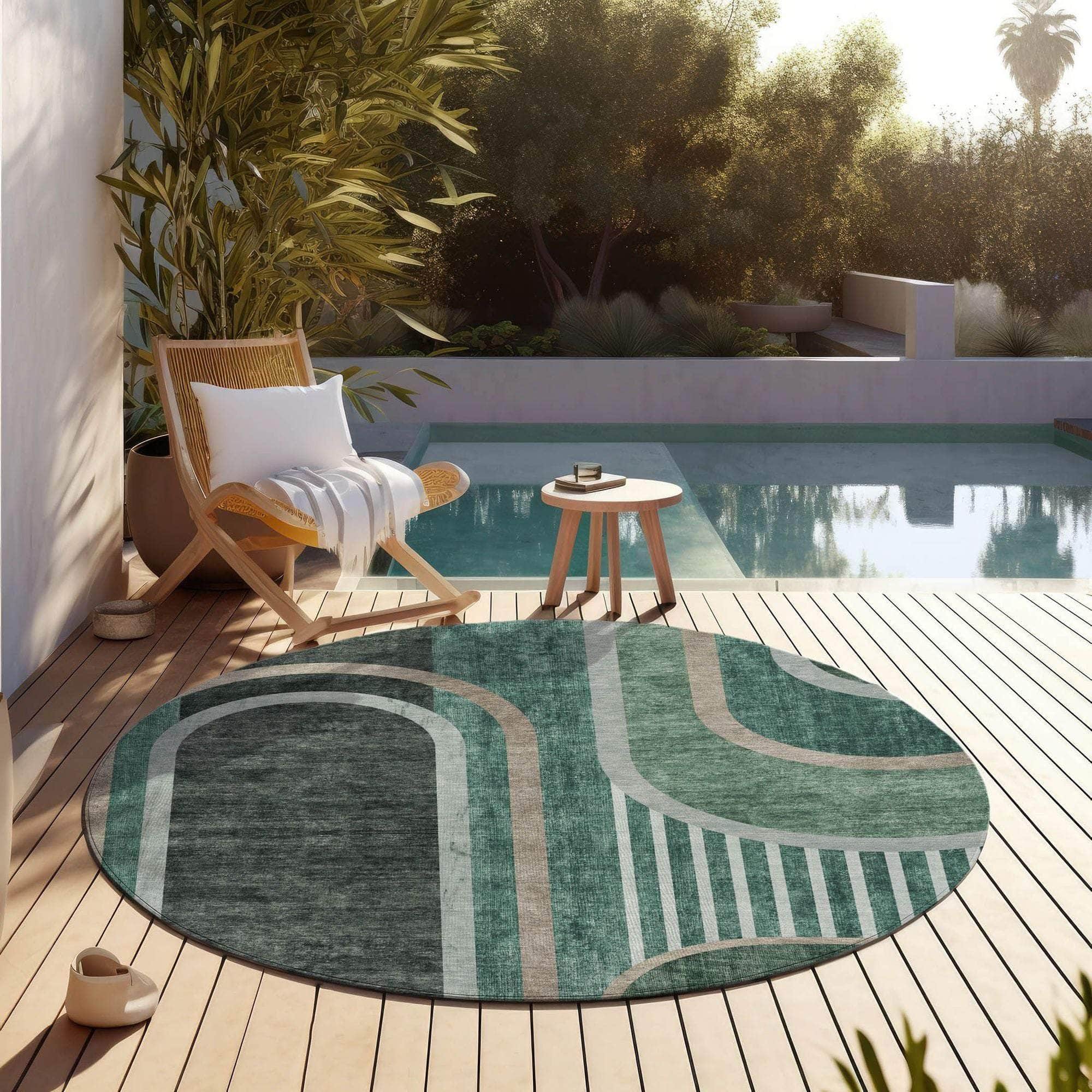 Machine Made ACN532 Emerald Green Rugs 