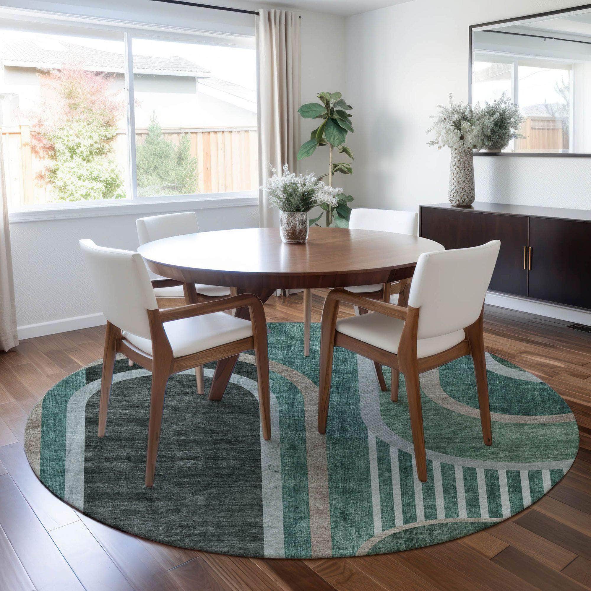 Machine Made ACN532 Emerald Green Rugs 