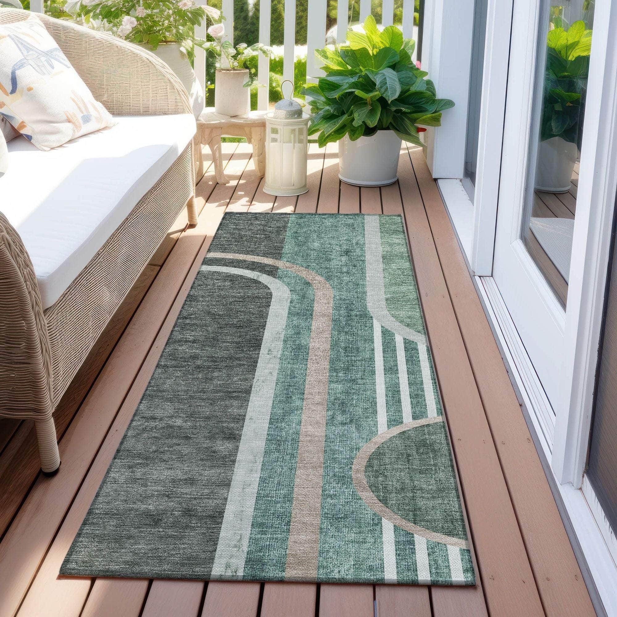 Machine Made ACN532 Emerald Green Rugs 
