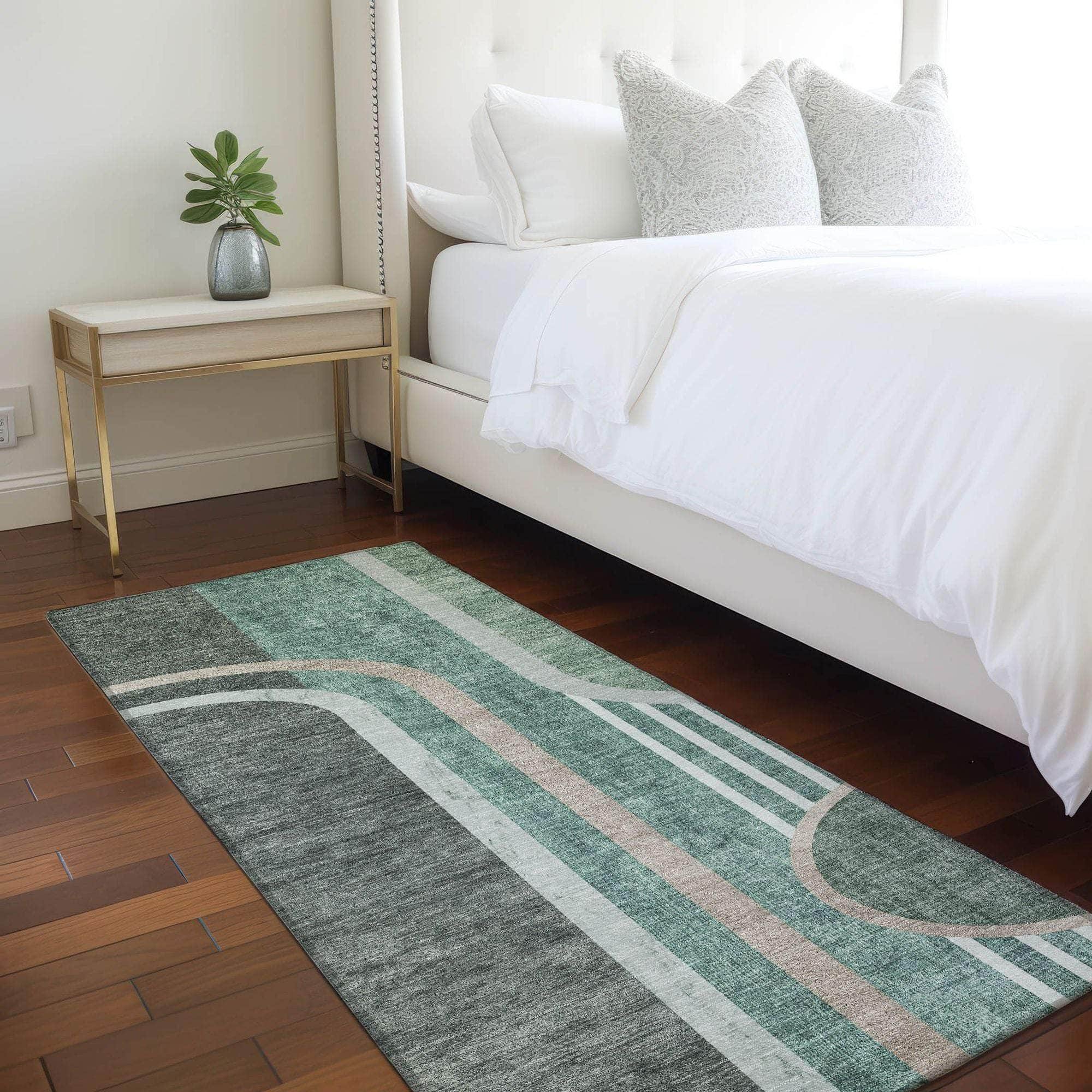 Machine Made ACN532 Emerald Green Rugs 