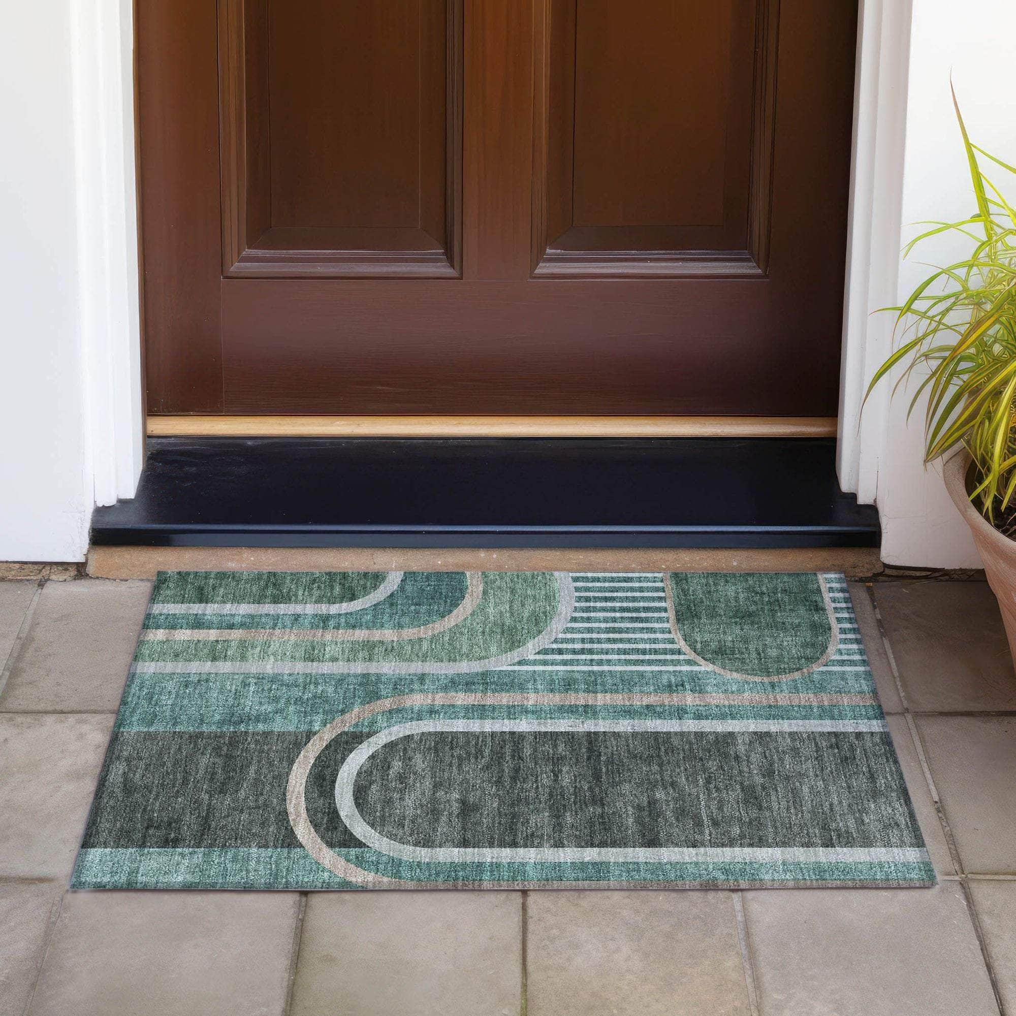 Machine Made ACN532 Emerald Green Rugs 
