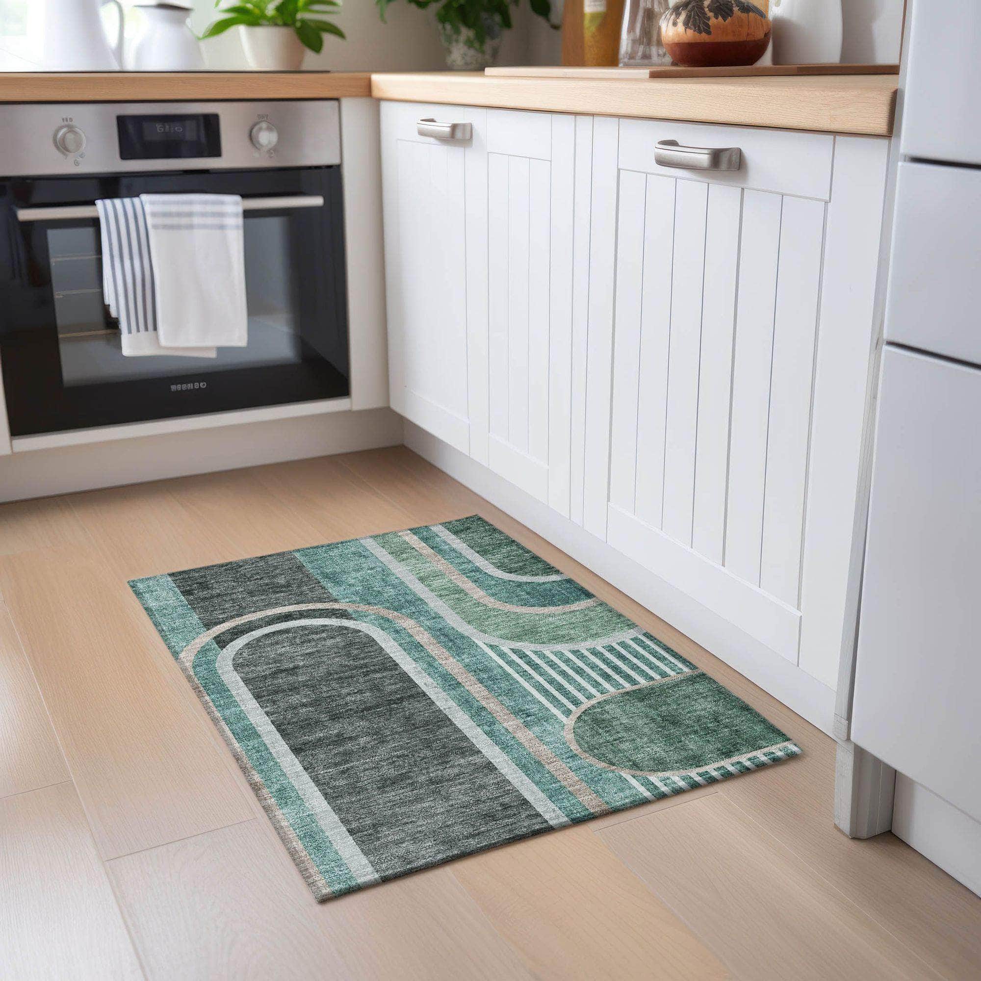 Machine Made ACN532 Emerald Green Rugs 