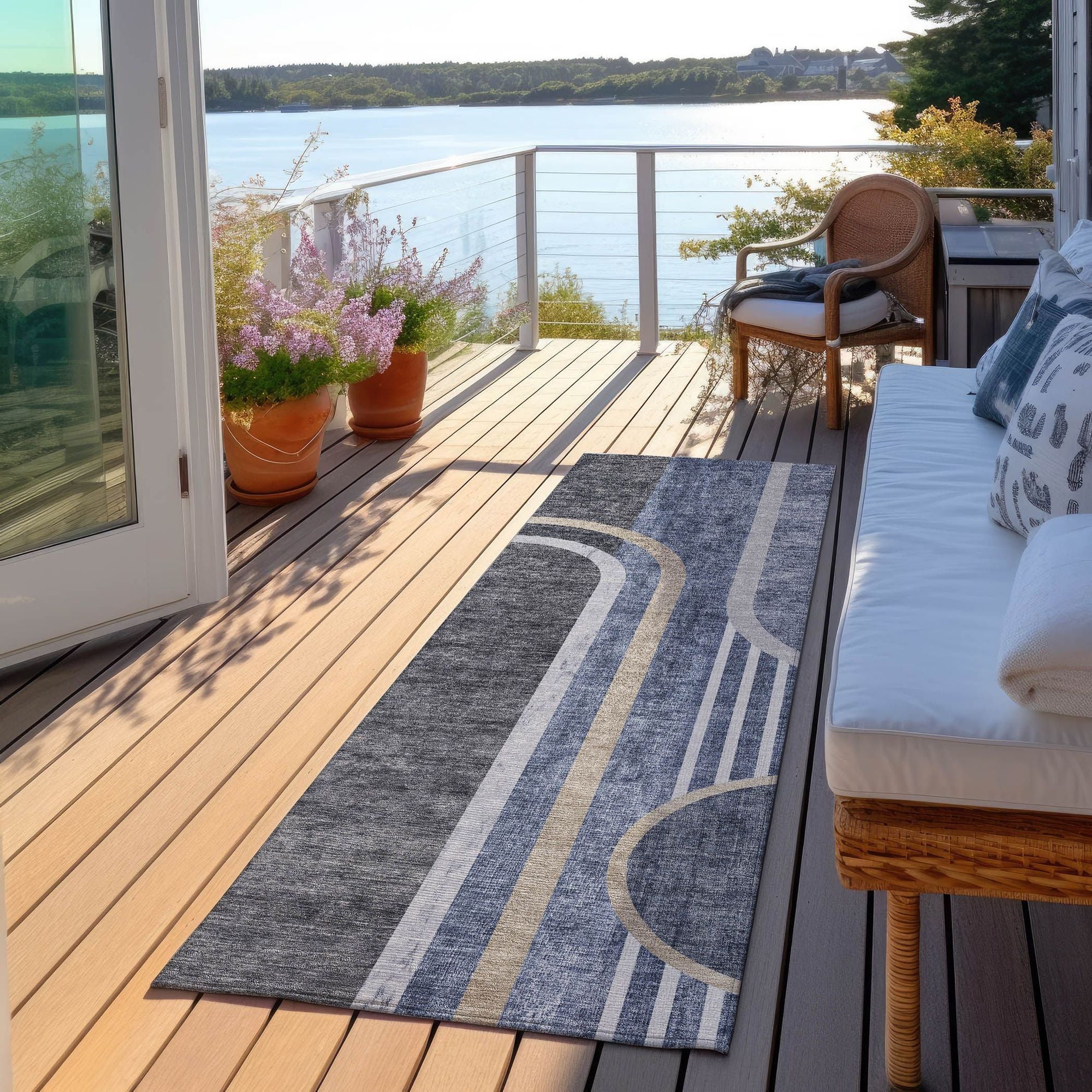 Machine Made ACN532 Navy Blue Rugs 