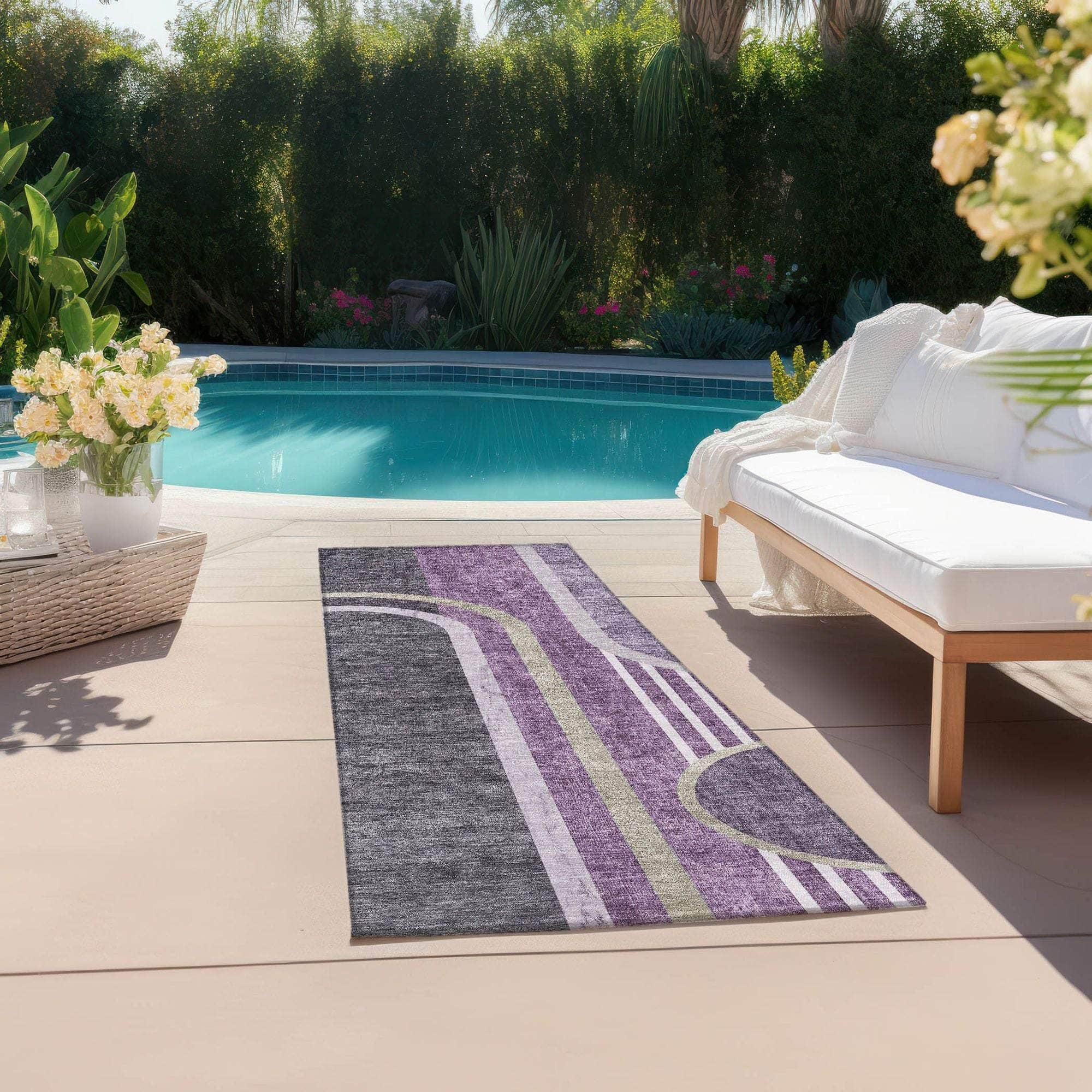 Machine Made ACN532 Purple  Rugs 